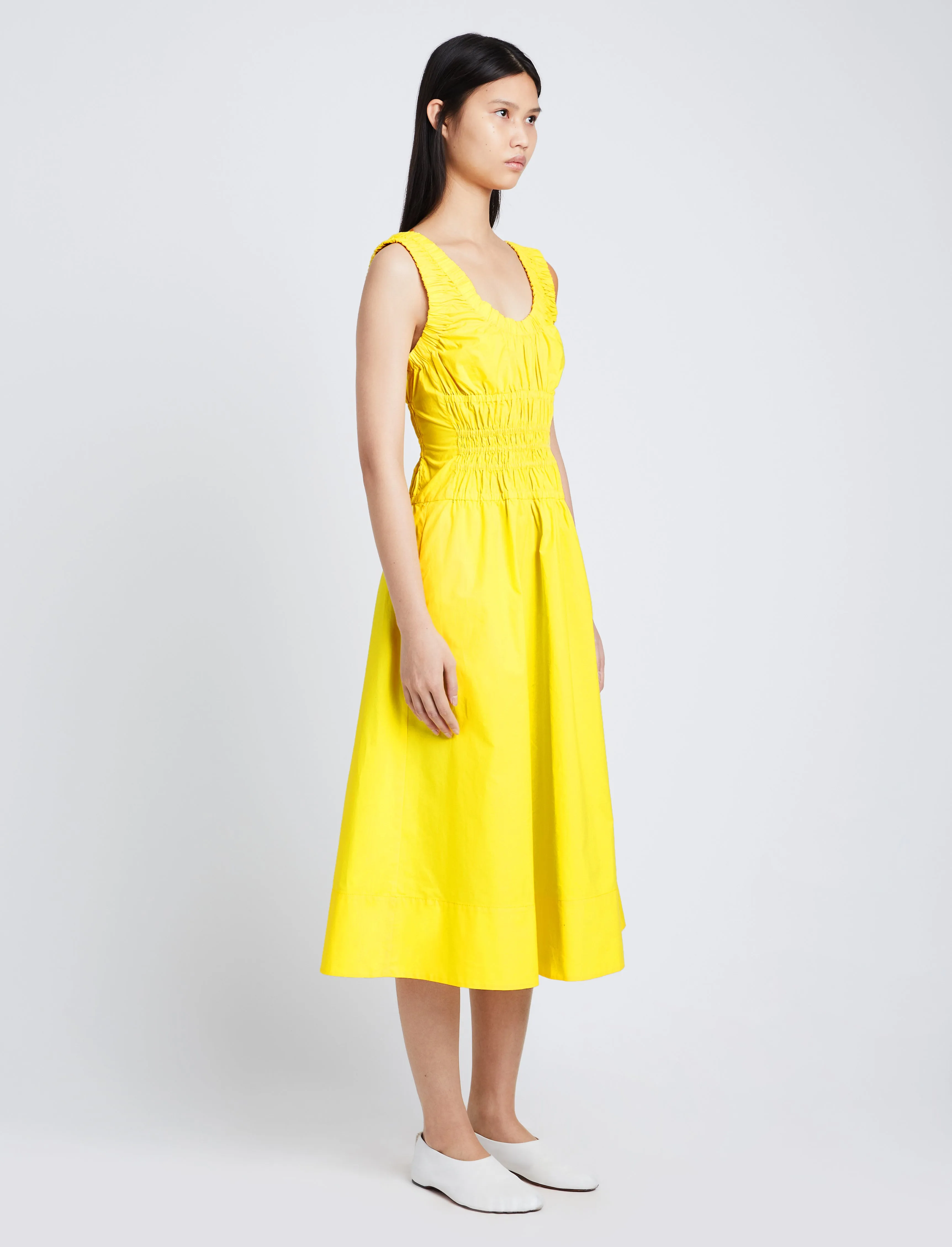 Poplin Gathered Midi Dress sold by Proenza Schouler product image thumbnail 3