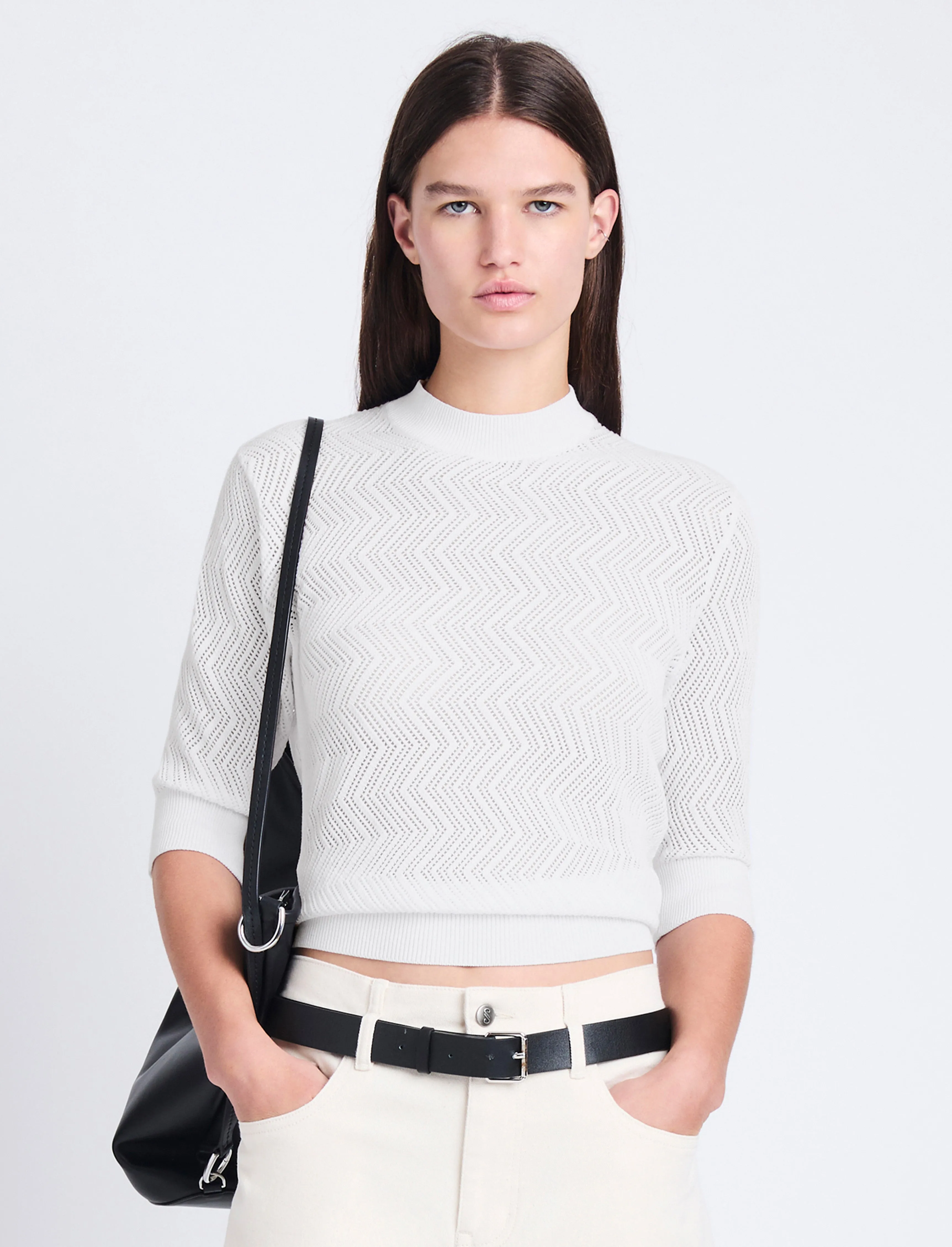 Nicola Knit Sweater in Zig Zag Pointelle sold by Proenza Schouler product image thumbnail 2