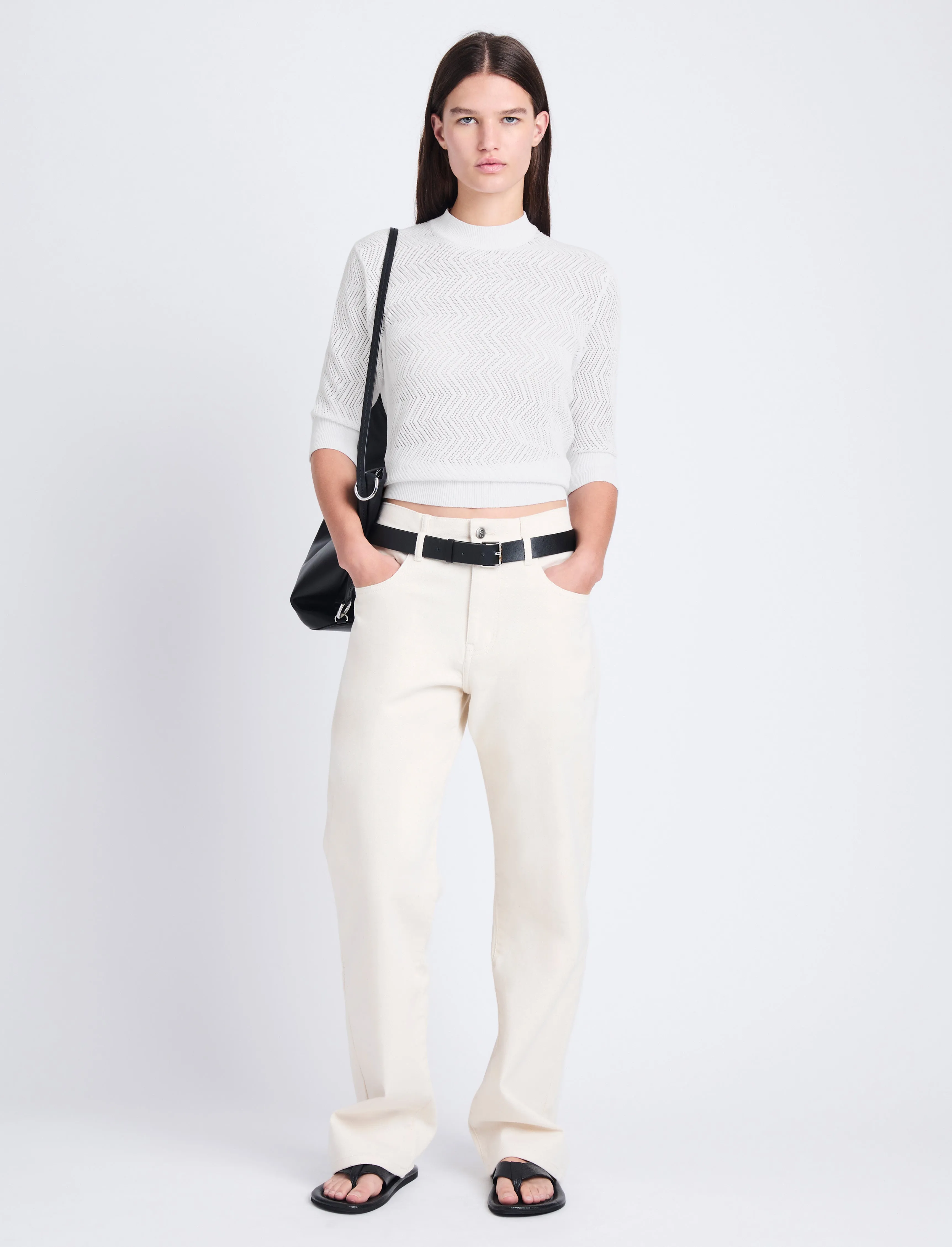 Nicola Knit Sweater in Zig Zag Pointelle sold by Proenza Schouler product image thumbnail 3