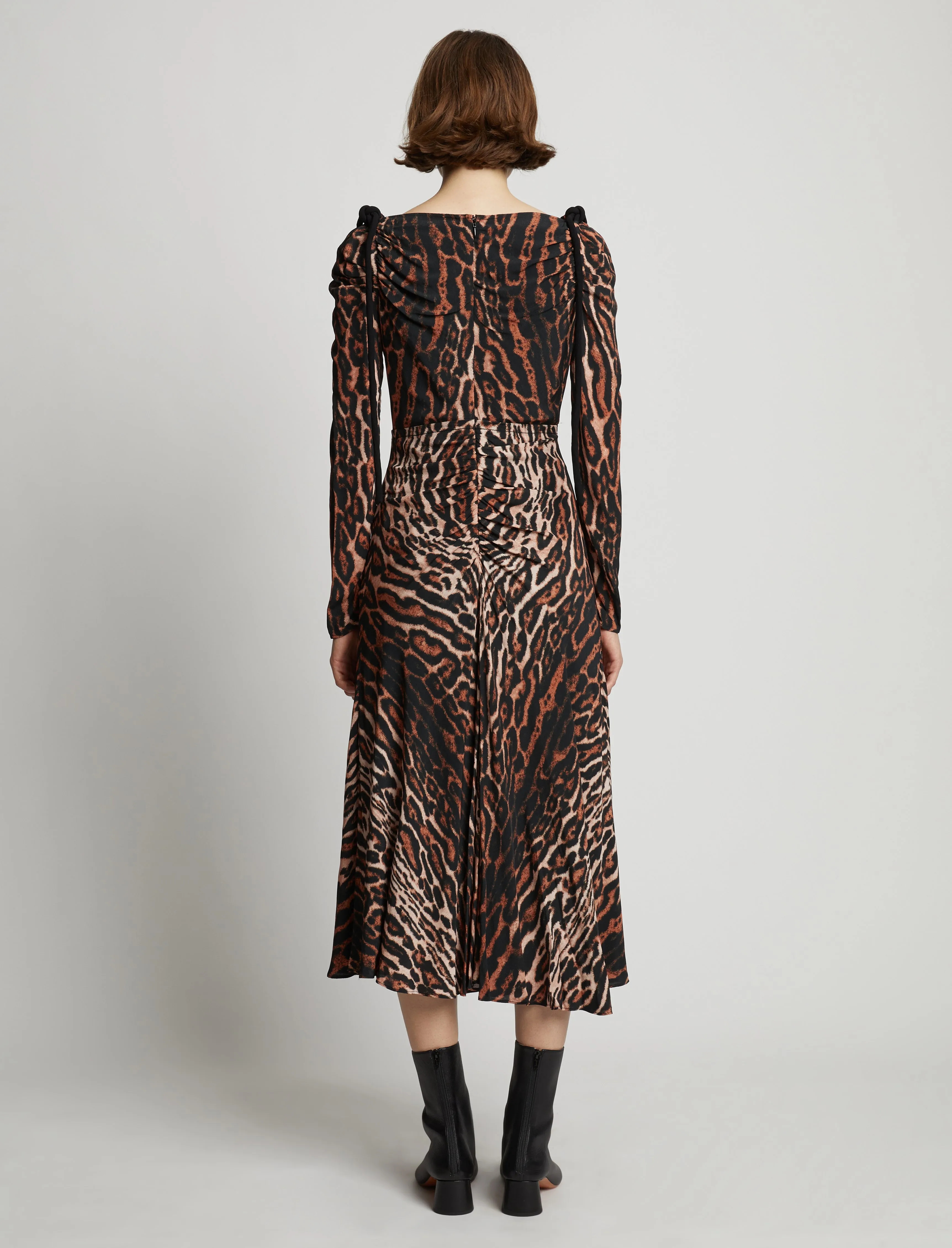 Leopard Crepe de Chine Cinched Dress - BROWN MULTI sold by Proenza Schouler product image thumbnail 4