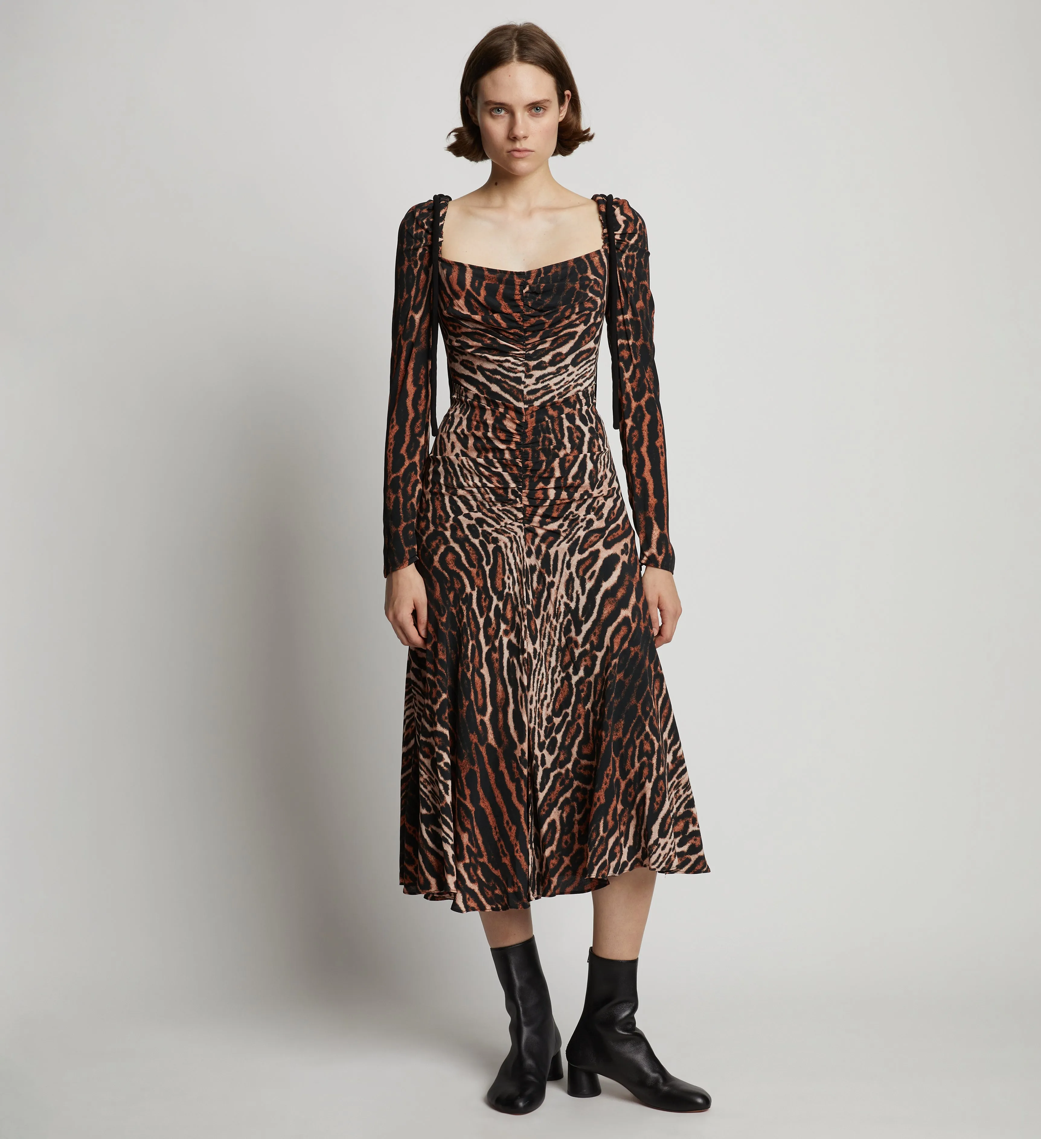 Leopard Crepe de Chine Cinched Dress - BROWN MULTI sold by Proenza Schouler product image thumbnail 2