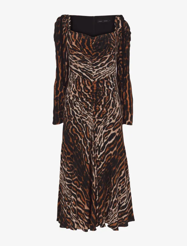 Leopard Crepe de Chine Cinched Dress - BROWN MULTI sold by Proenza Schouler