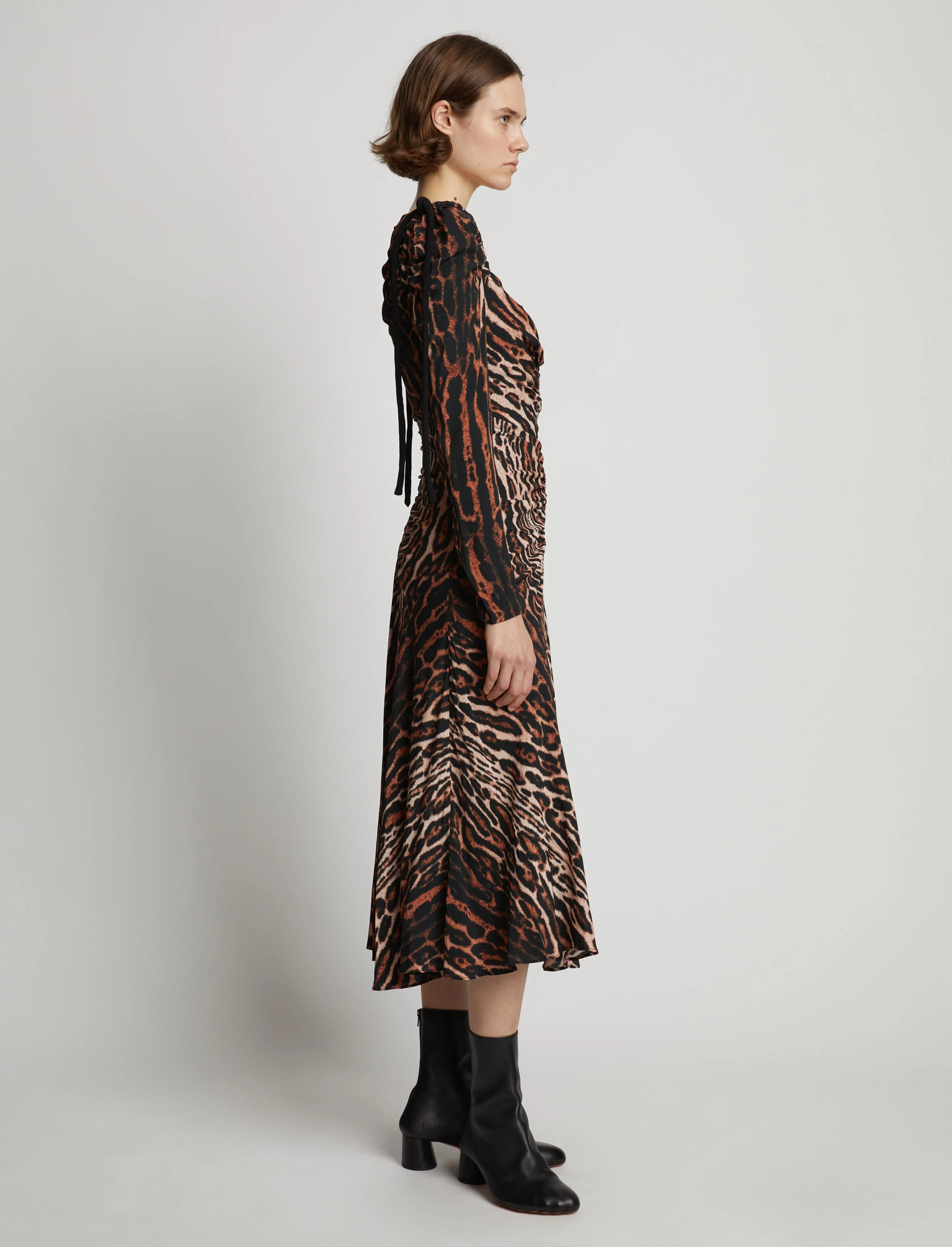 Leopard Crepe de Chine Cinched Dress - BROWN MULTI sold by Proenza Schouler product image thumbnail 3