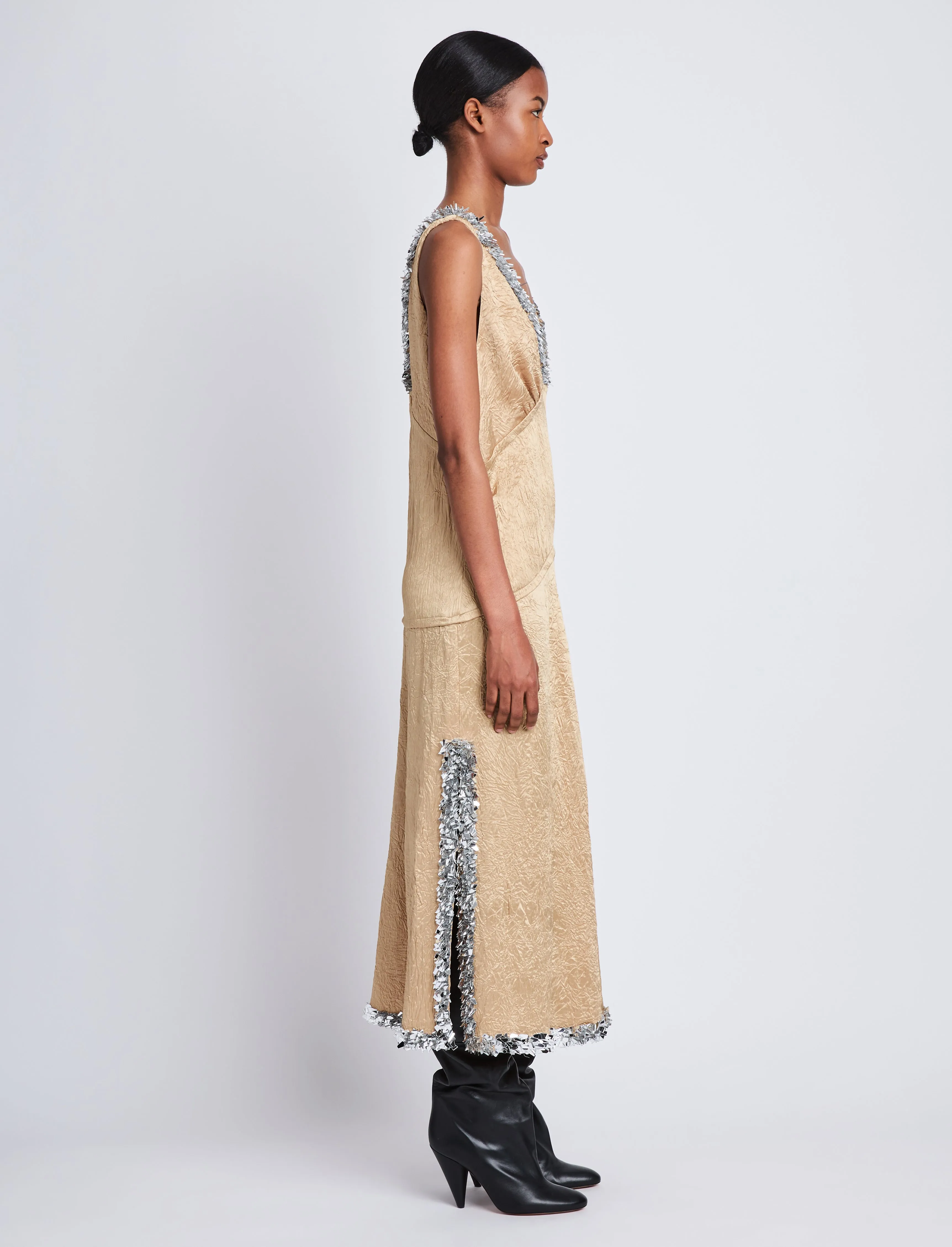 Mira Dress in Embroidered Crushed Satin sold by Proenza Schouler product image thumbnail 3