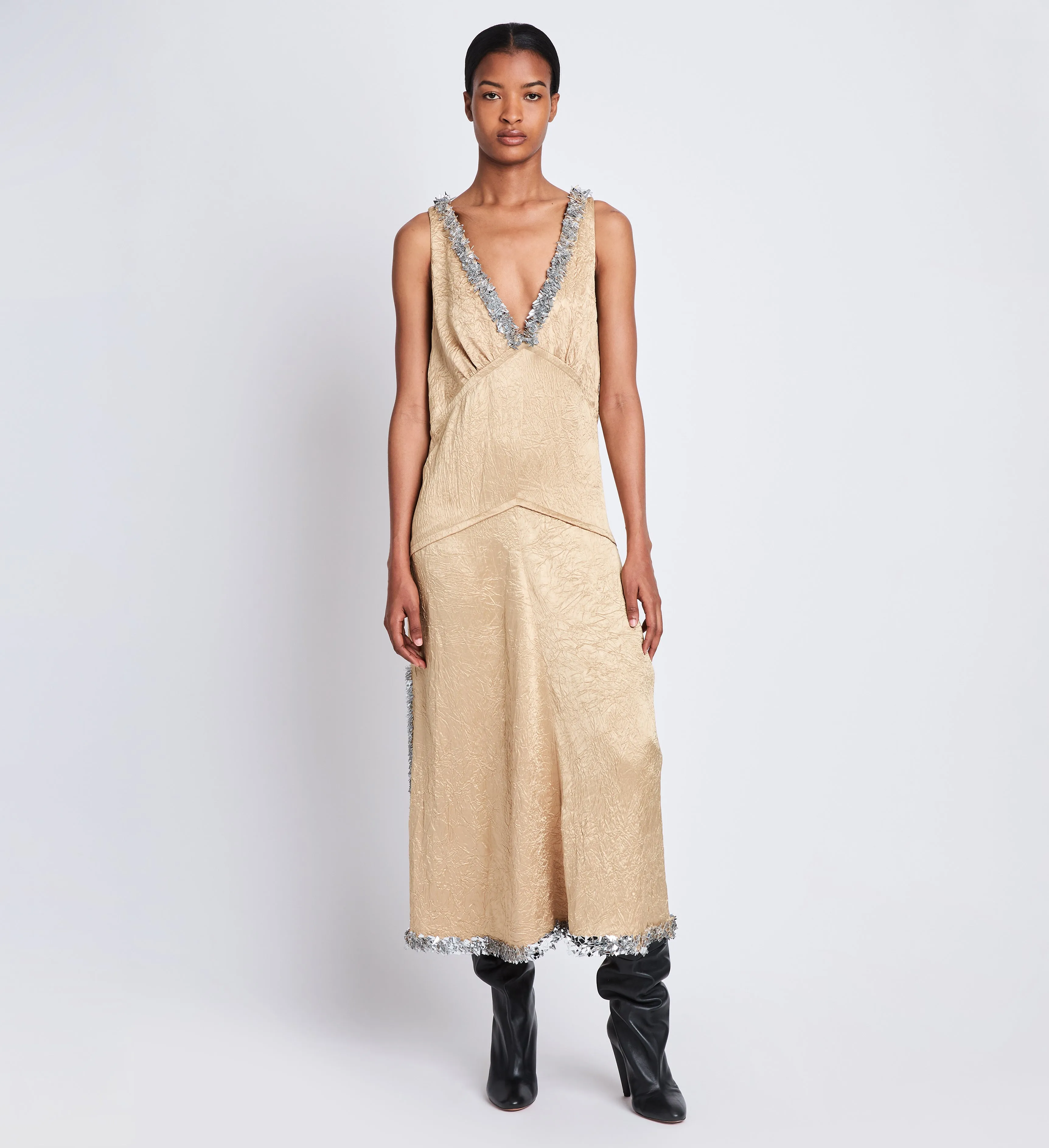 Mira Dress in Embroidered Crushed Satin sold by Proenza Schouler product image thumbnail 2