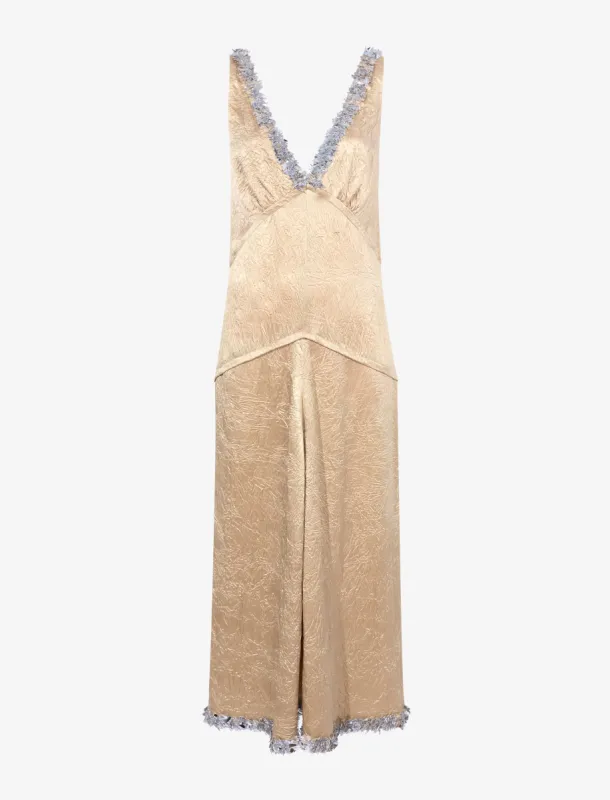 Mira Dress in Embroidered Crushed Satin sold by Proenza Schouler