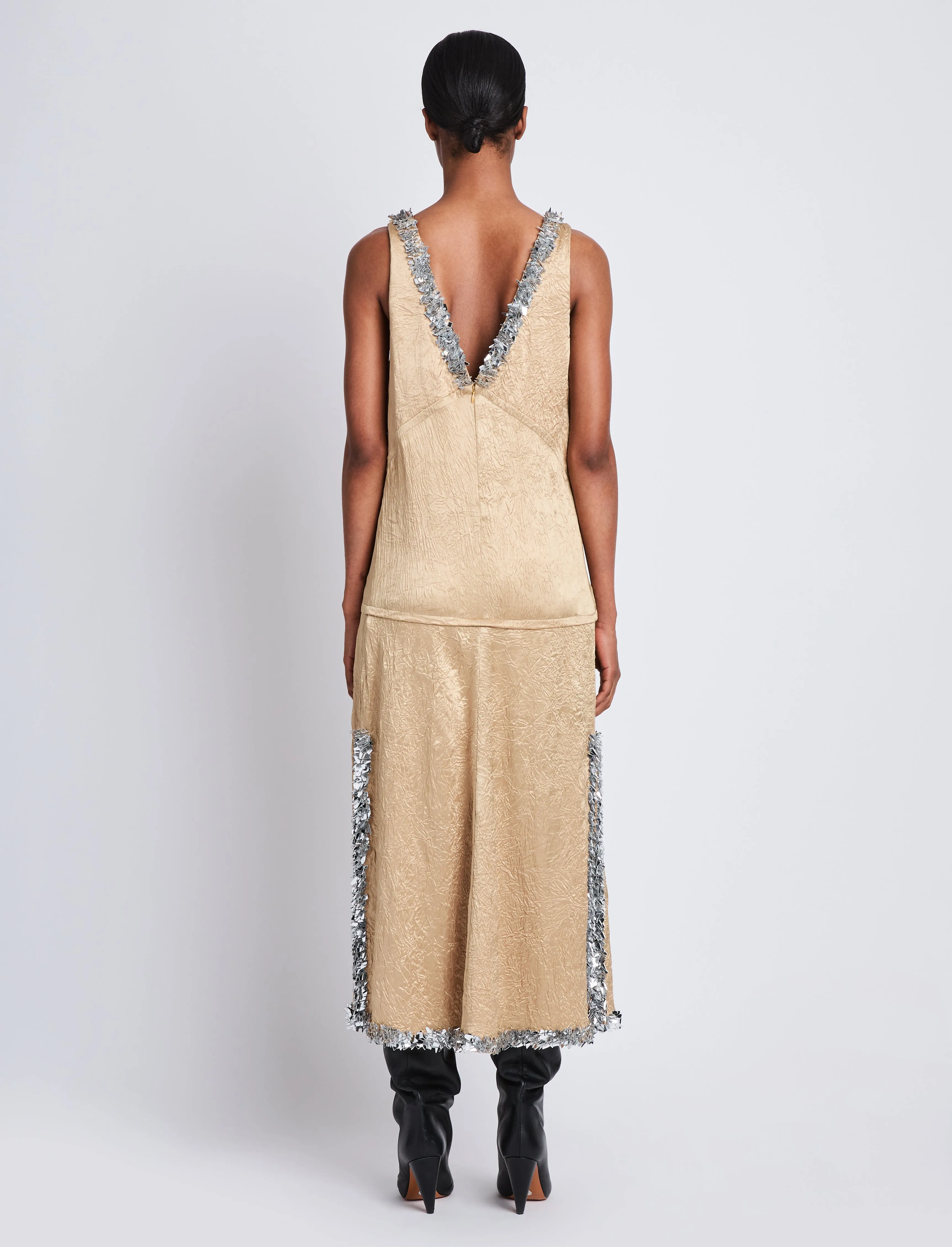 Mira Dress in Embroidered Crushed Satin sold by Proenza Schouler product image thumbnail 4