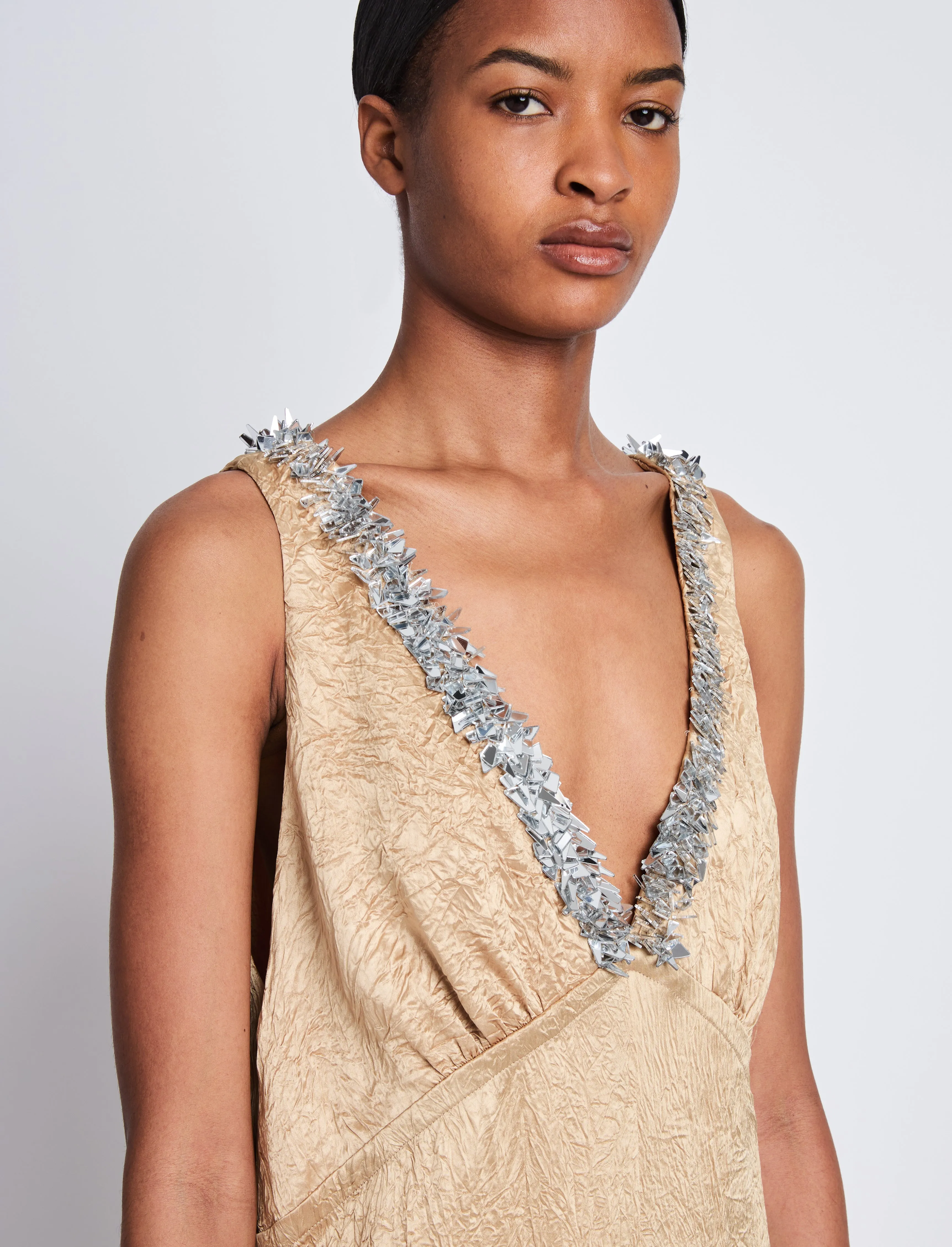 Mira Dress in Embroidered Crushed Satin sold by Proenza Schouler product image thumbnail 5