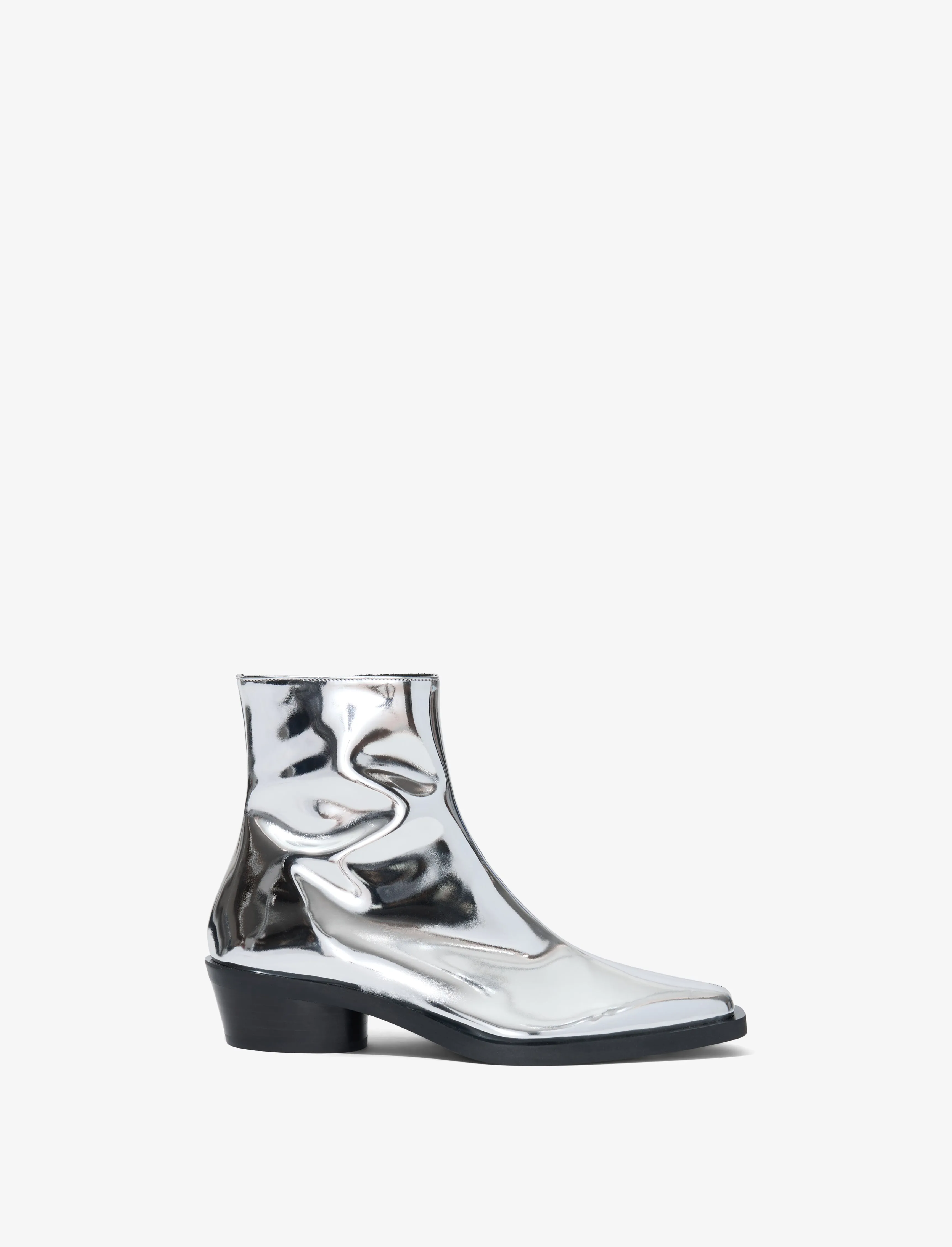 Bronco Ankle Boots in Mirrored Metallic sold by Proenza Schouler