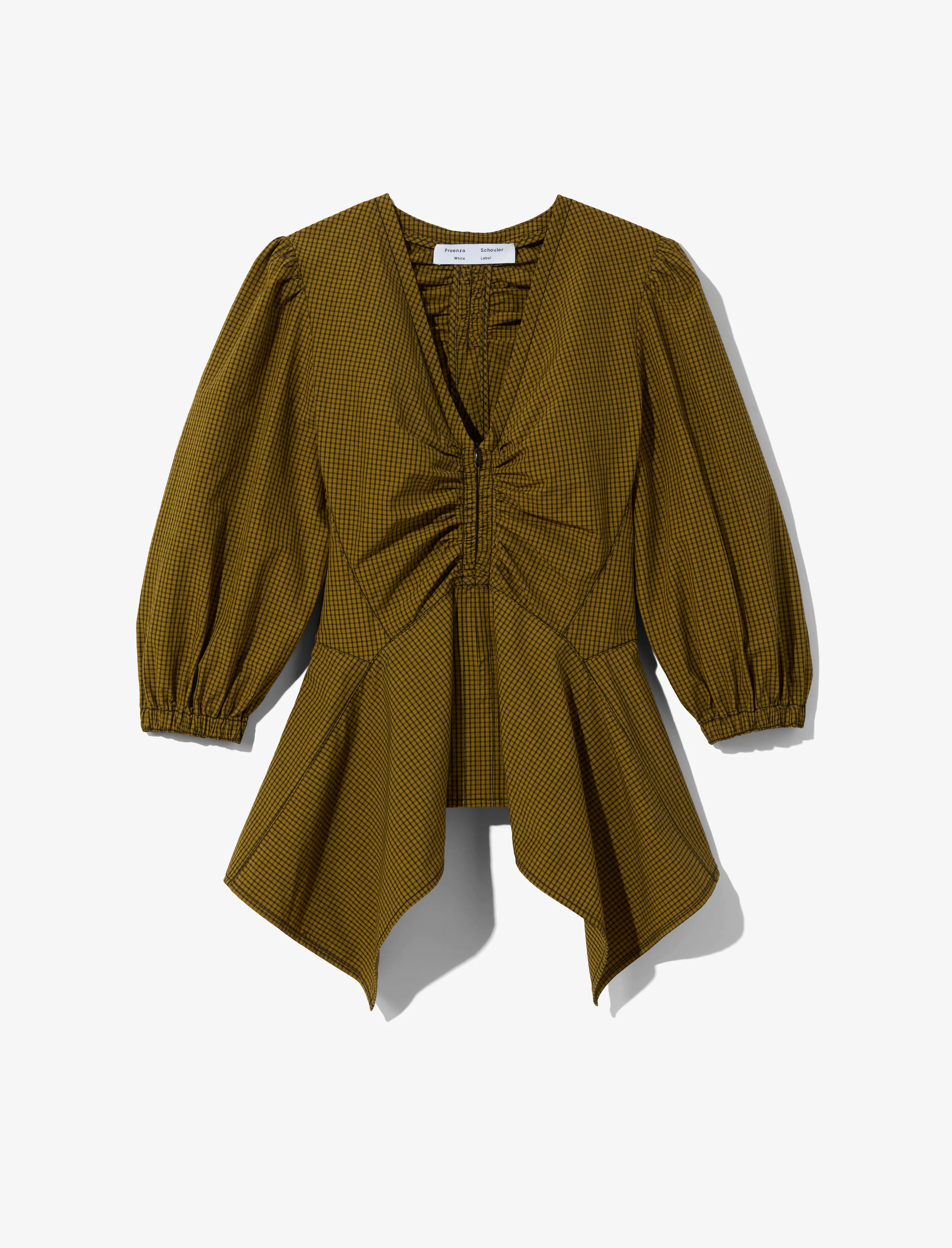 Plaid Poplin Puff Sleeve Top sold by Proenza Schouler