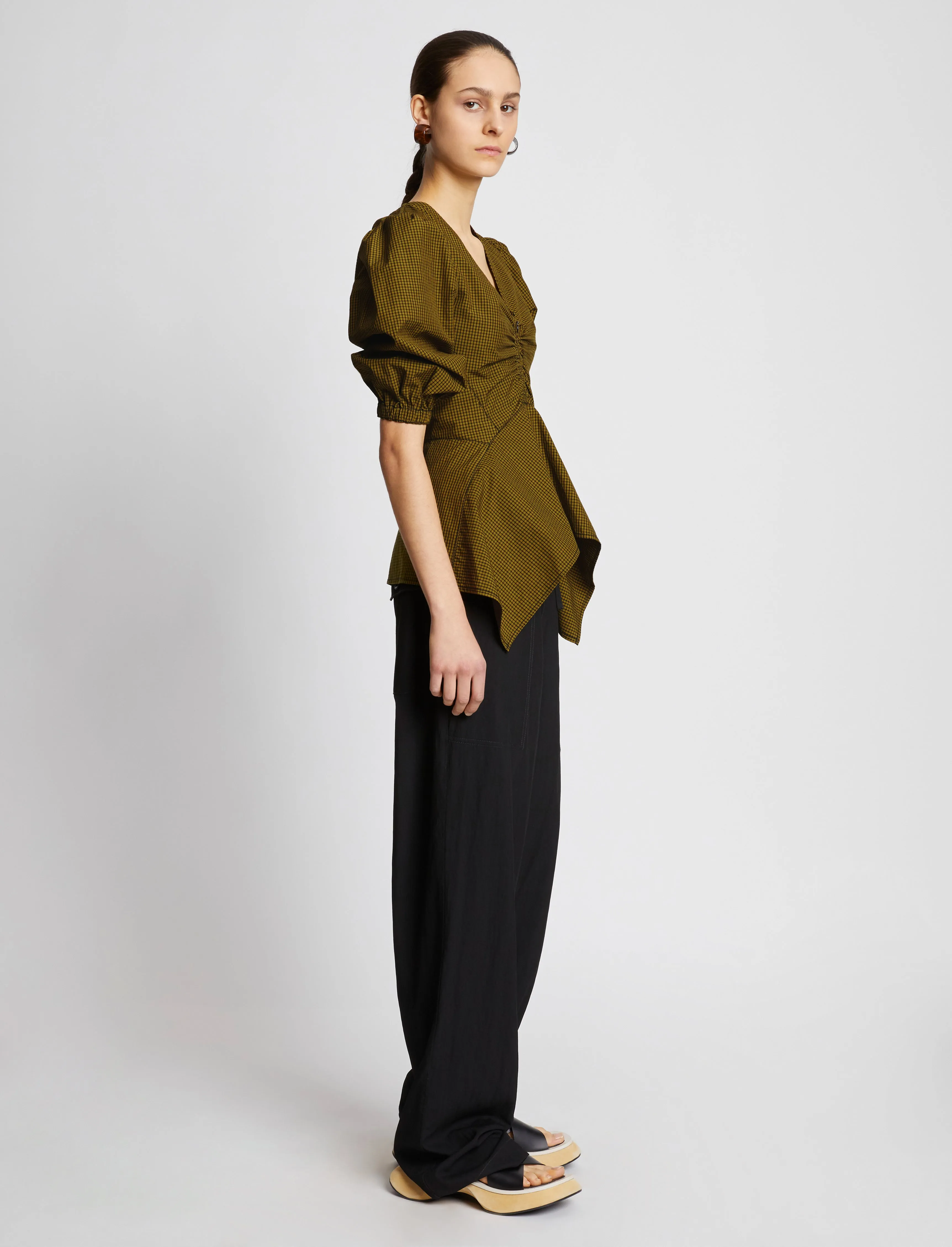 Plaid Poplin Puff Sleeve Top sold by Proenza Schouler product image thumbnail 4