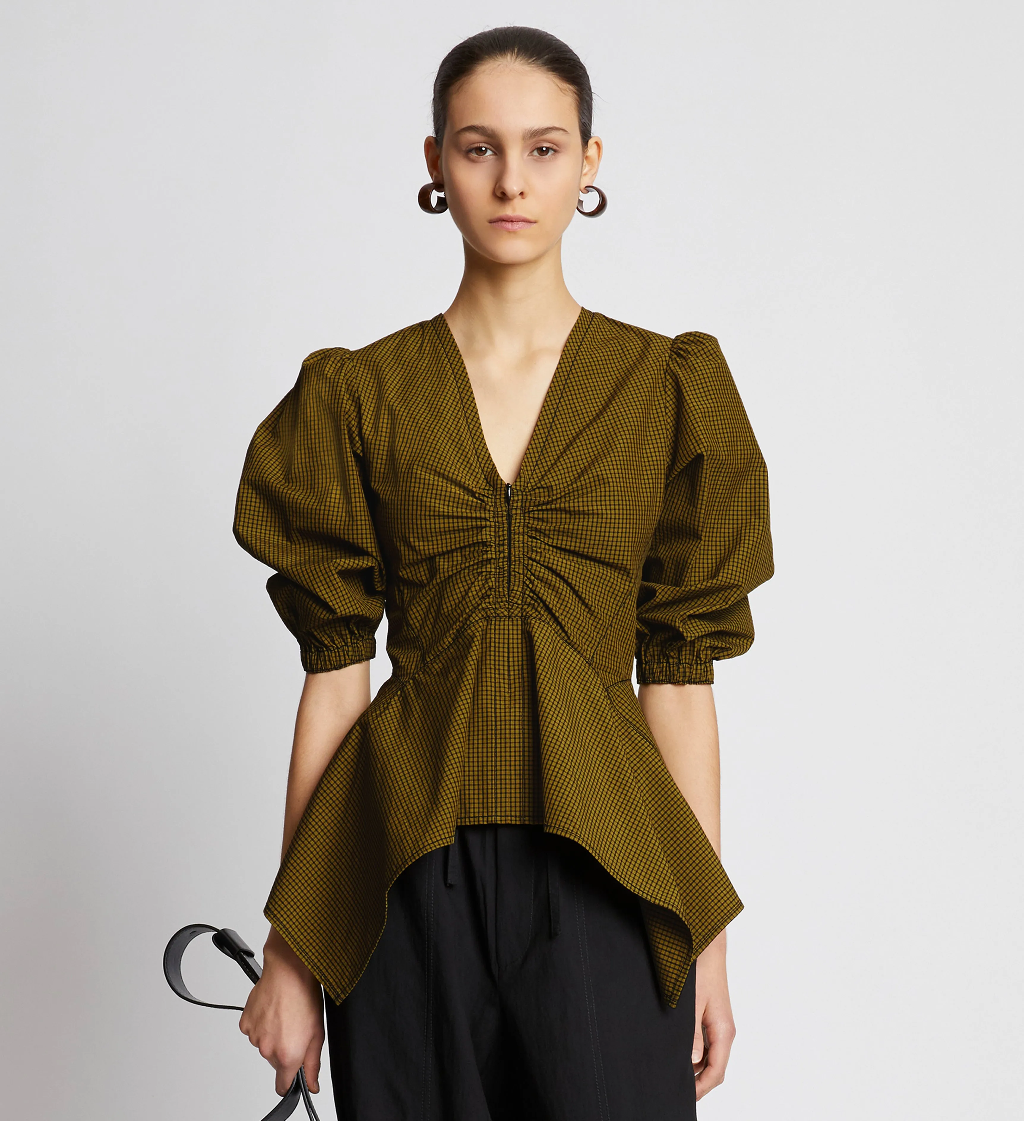 Plaid Poplin Puff Sleeve Top sold by Proenza Schouler product image thumbnail 2