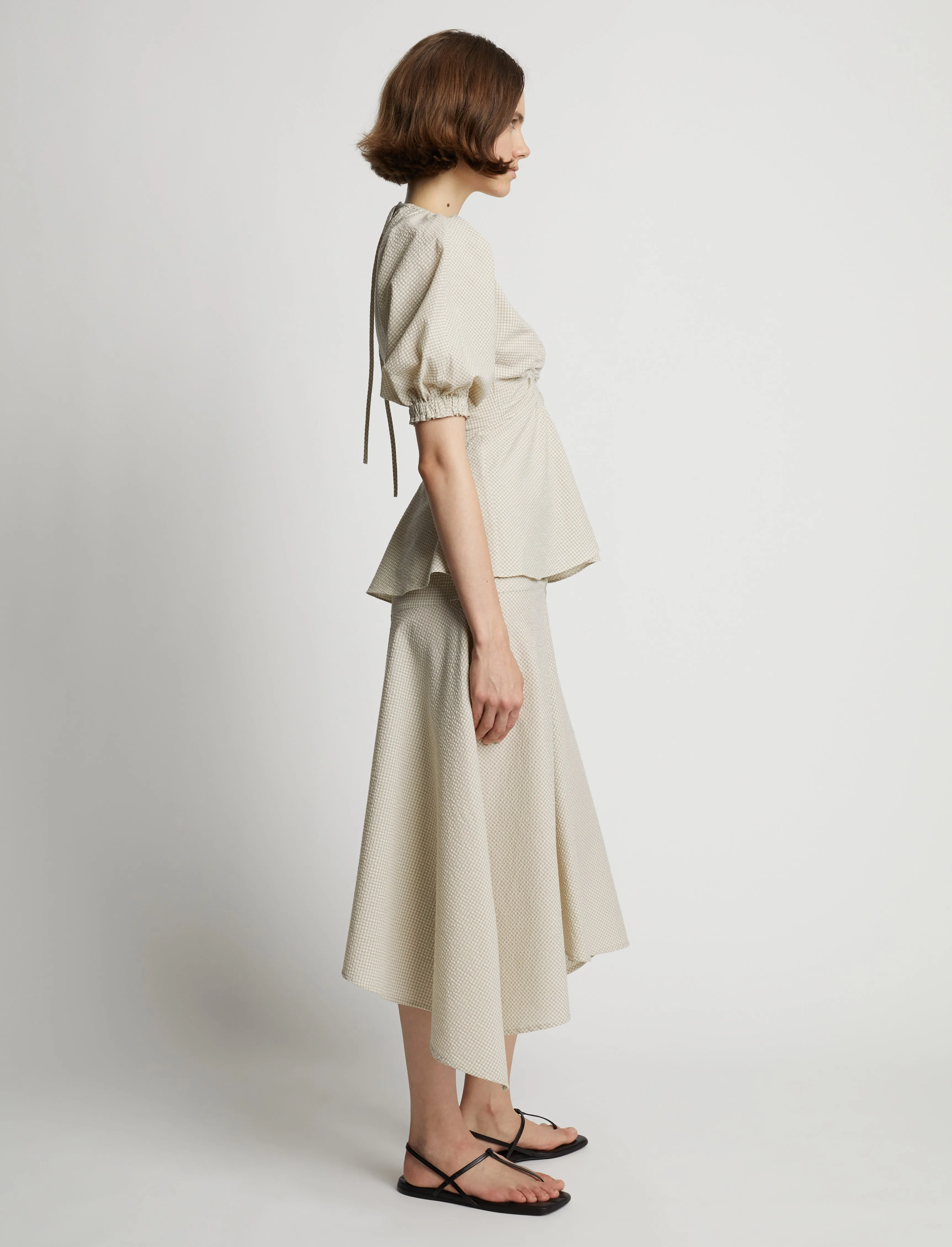 Gingham Long Sleeve Peplum Top sold by Proenza Schouler product image thumbnail 4