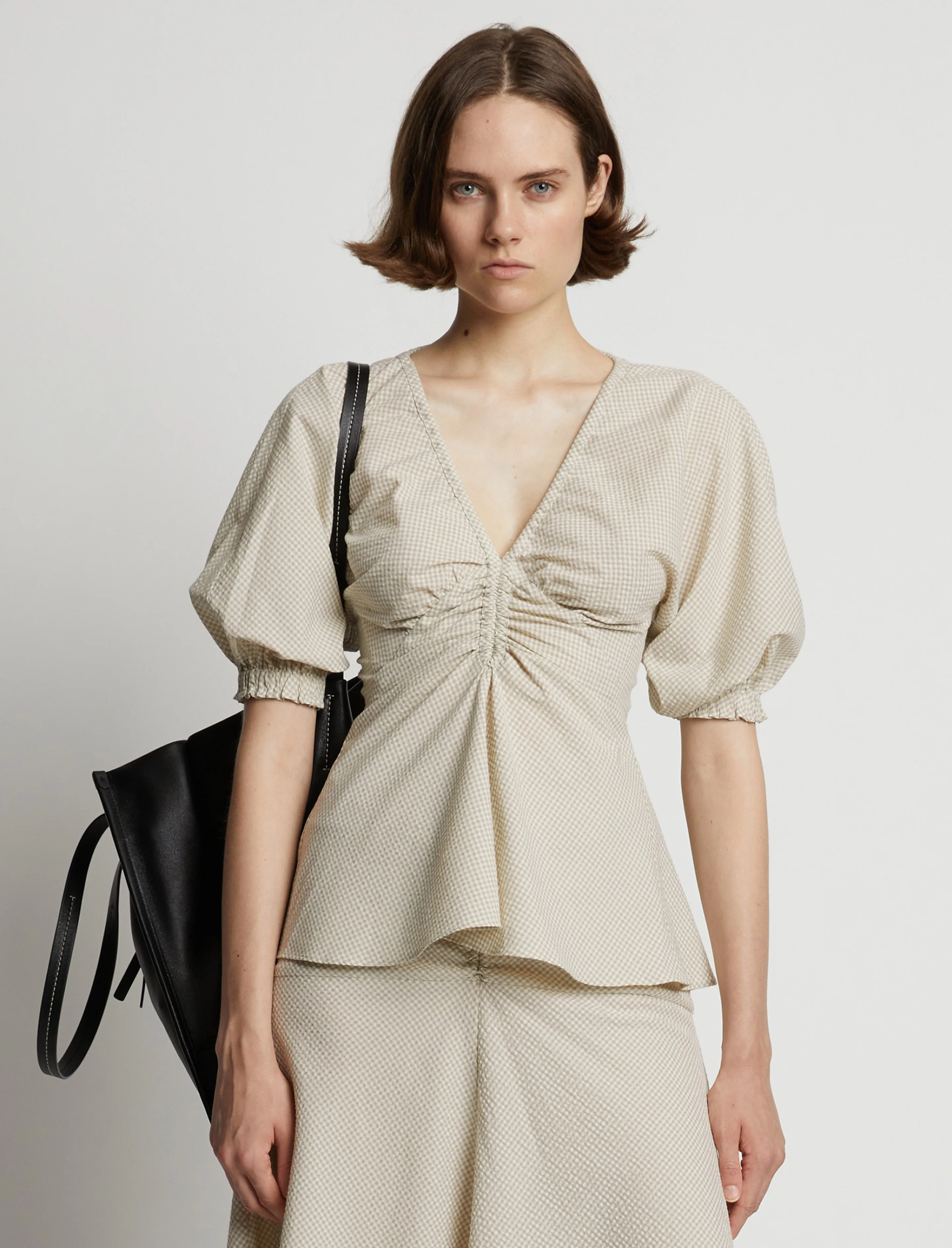 Gingham Long Sleeve Peplum Top sold by Proenza Schouler product image thumbnail 2