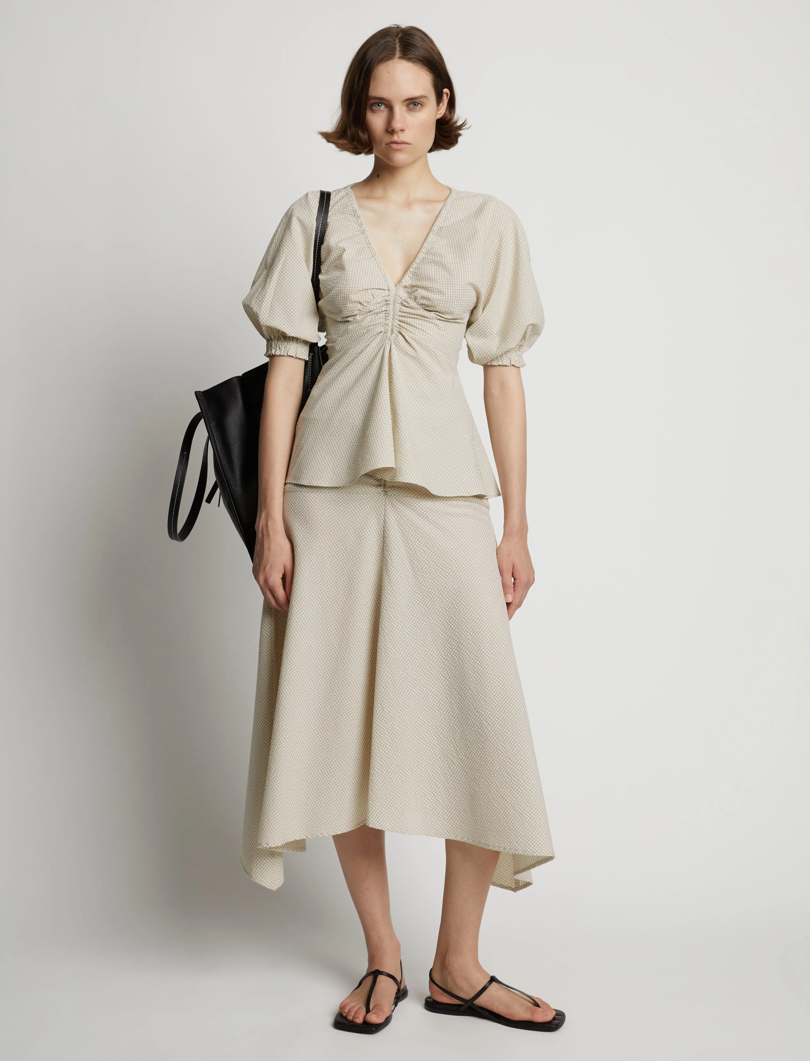 Gingham Long Sleeve Peplum Top sold by Proenza Schouler product image thumbnail 3