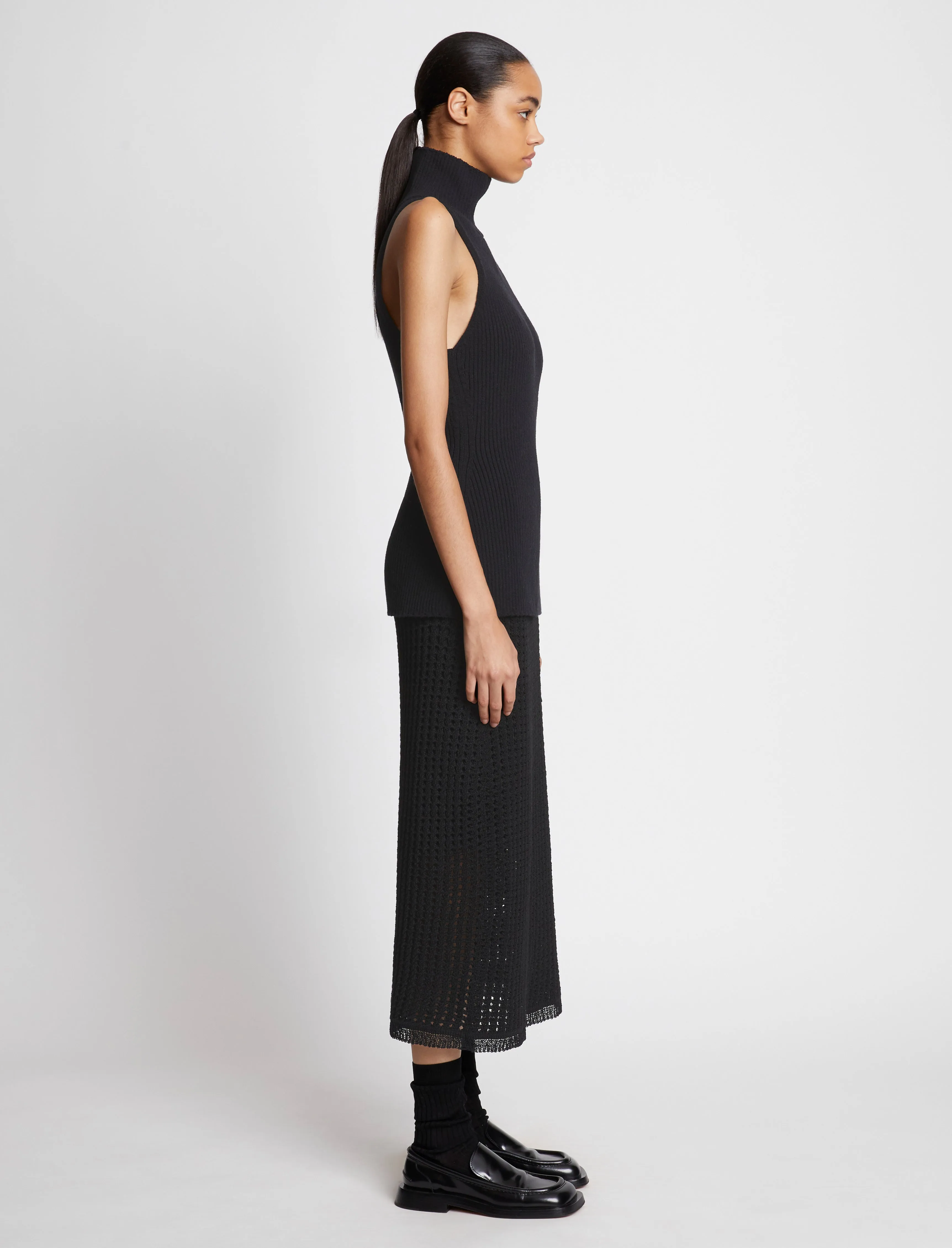 Cotton Rib Sleeveless Tank - BLACK sold by Proenza Schouler product image thumbnail 4