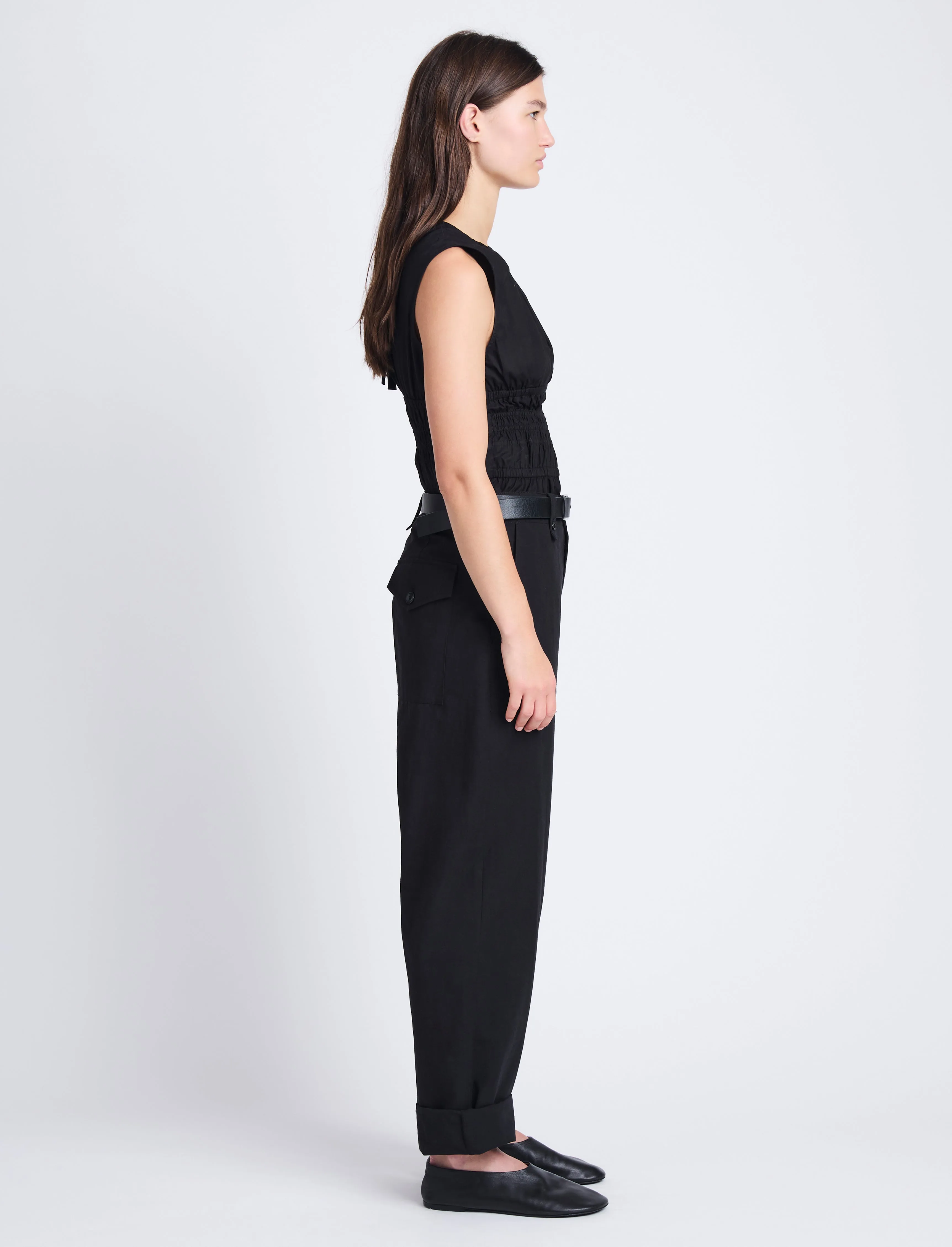 Octavia Pant in Solid Cotton Linen sold by Proenza Schouler product image thumbnail 3