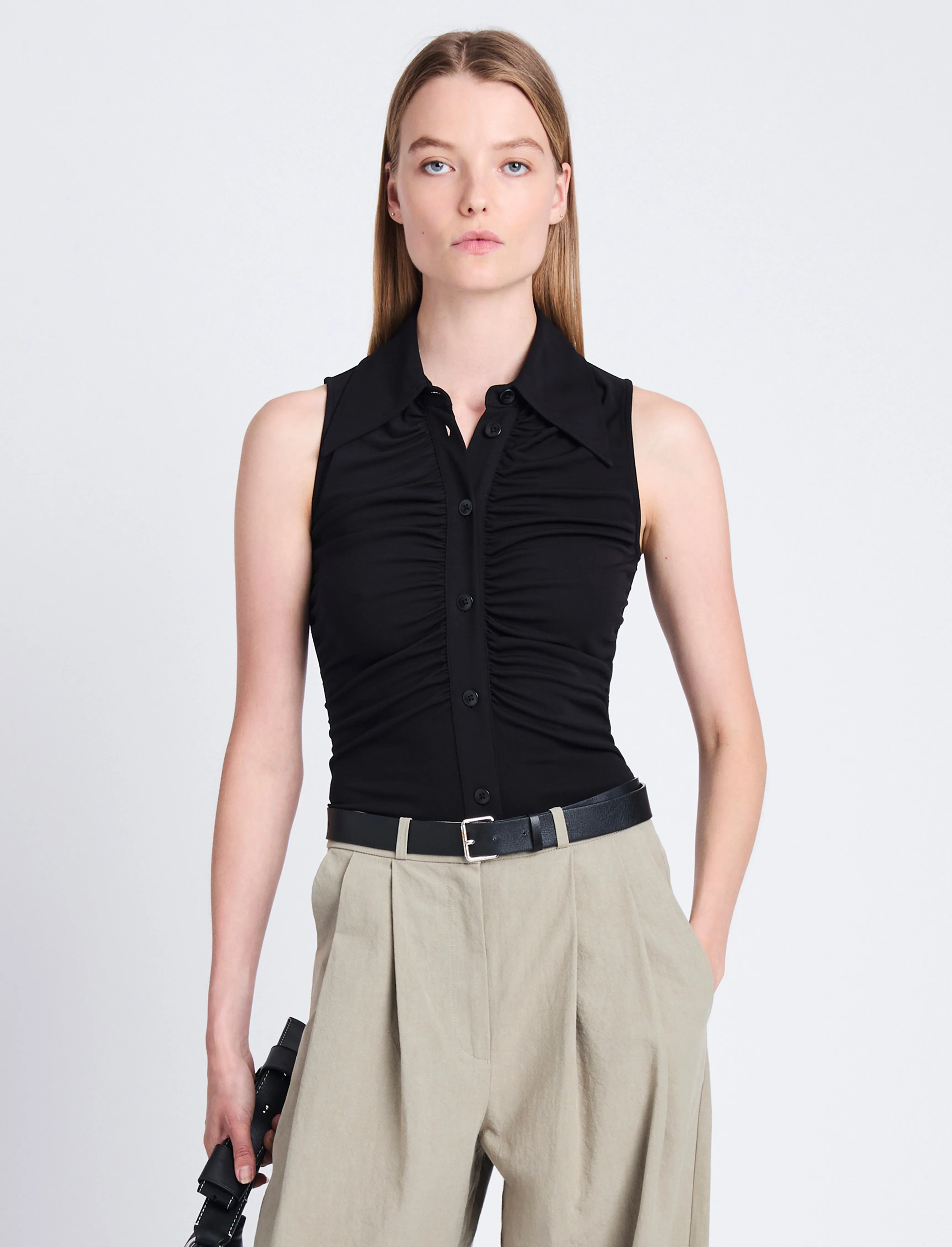 Florence Ruched Top in Matte Crepe Jersey sold by Proenza Schouler product image thumbnail 2