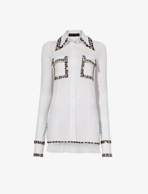 Embroidered Stone Jersey Shirt - WHITE MULTI made by Proenza Schouler