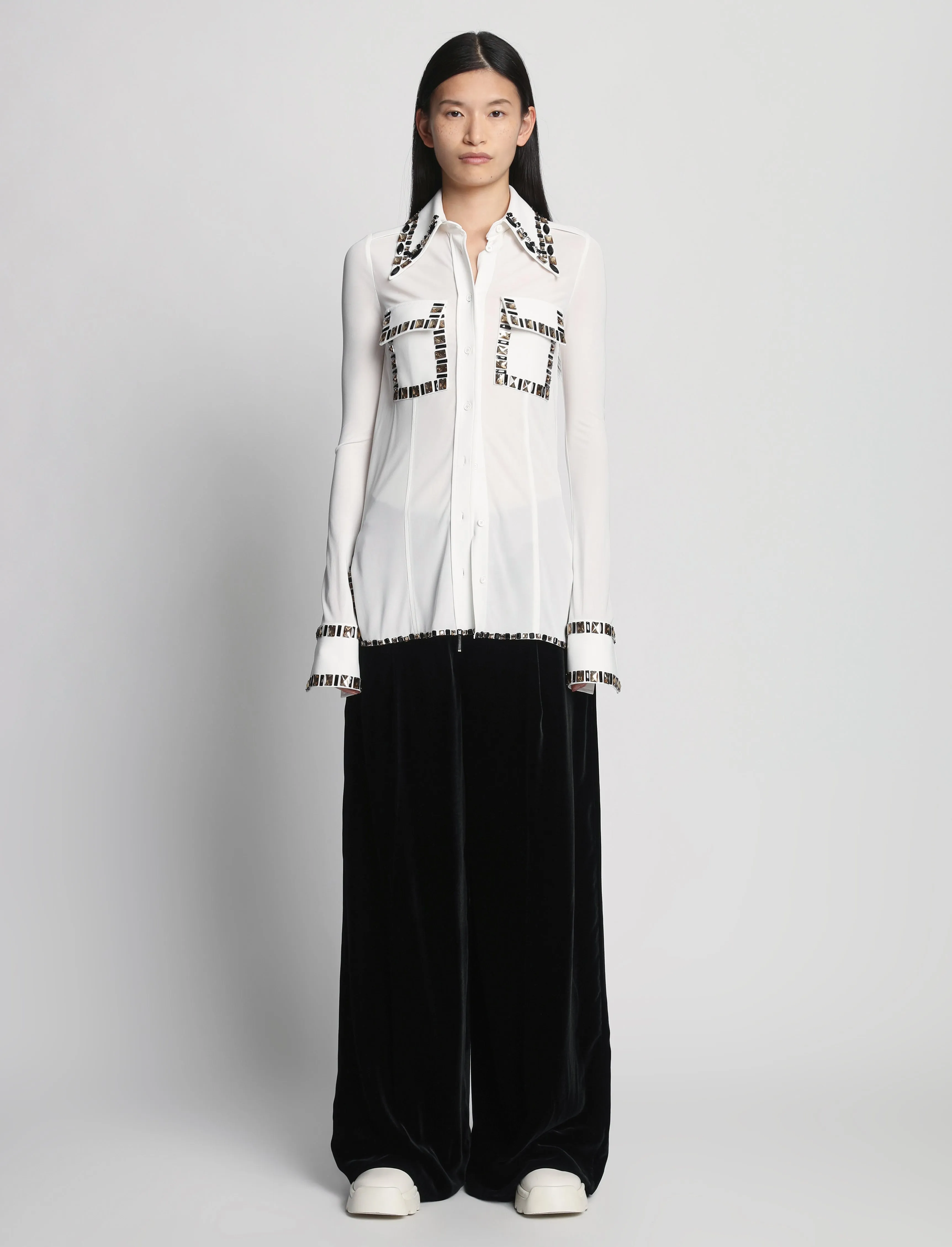 Embroidered Stone Jersey Shirt - WHITE MULTI sold by Proenza Schouler product image thumbnail 3