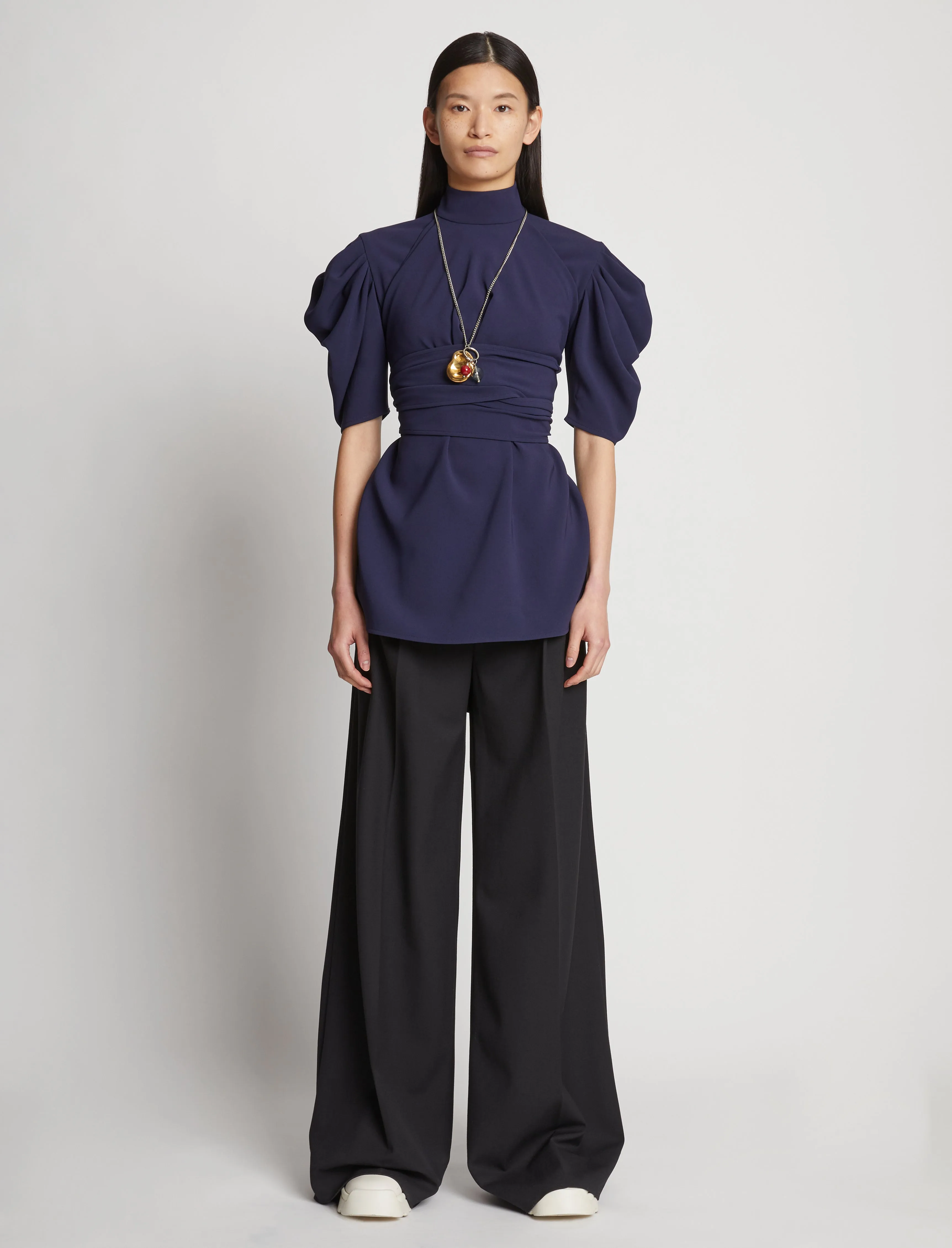 Matte Viscose Crepe Belted Top - NAVY sold by Proenza Schouler product image thumbnail 3