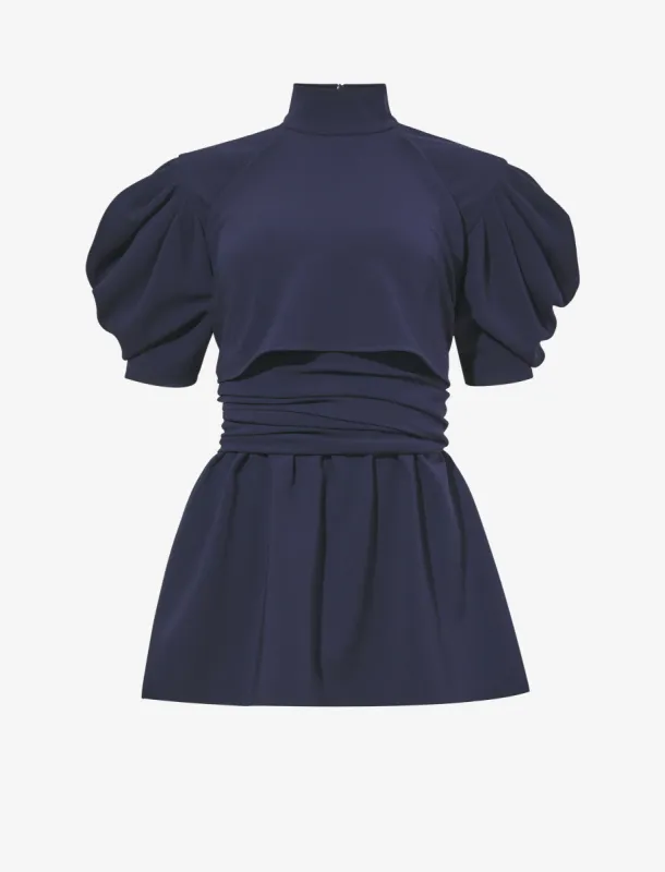 Matte Viscose Crepe Belted Top - NAVY made by Proenza Schouler