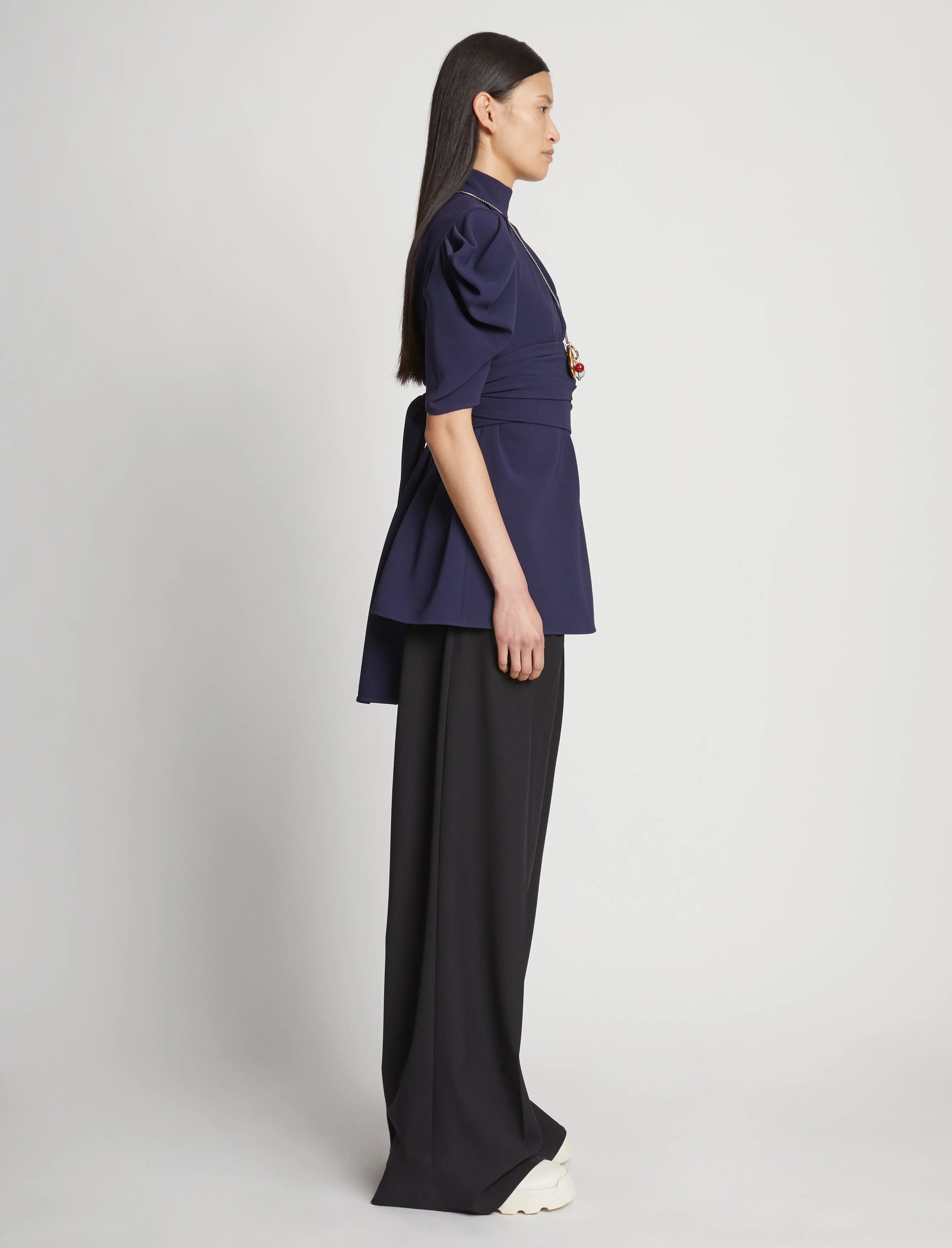 Matte Viscose Crepe Belted Top - NAVY sold by Proenza Schouler product image thumbnail 4