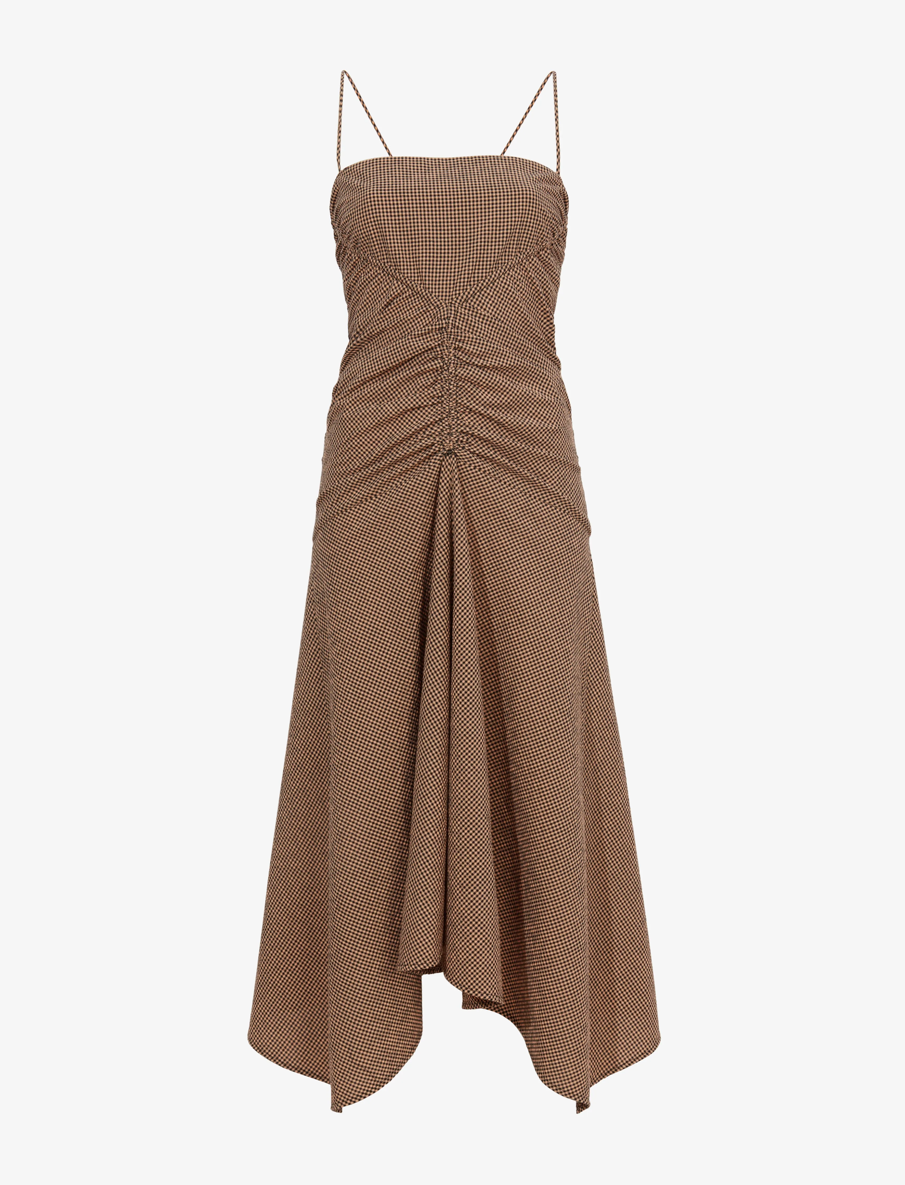 Gingham Ruched Strappy Dress sold by Proenza Schouler