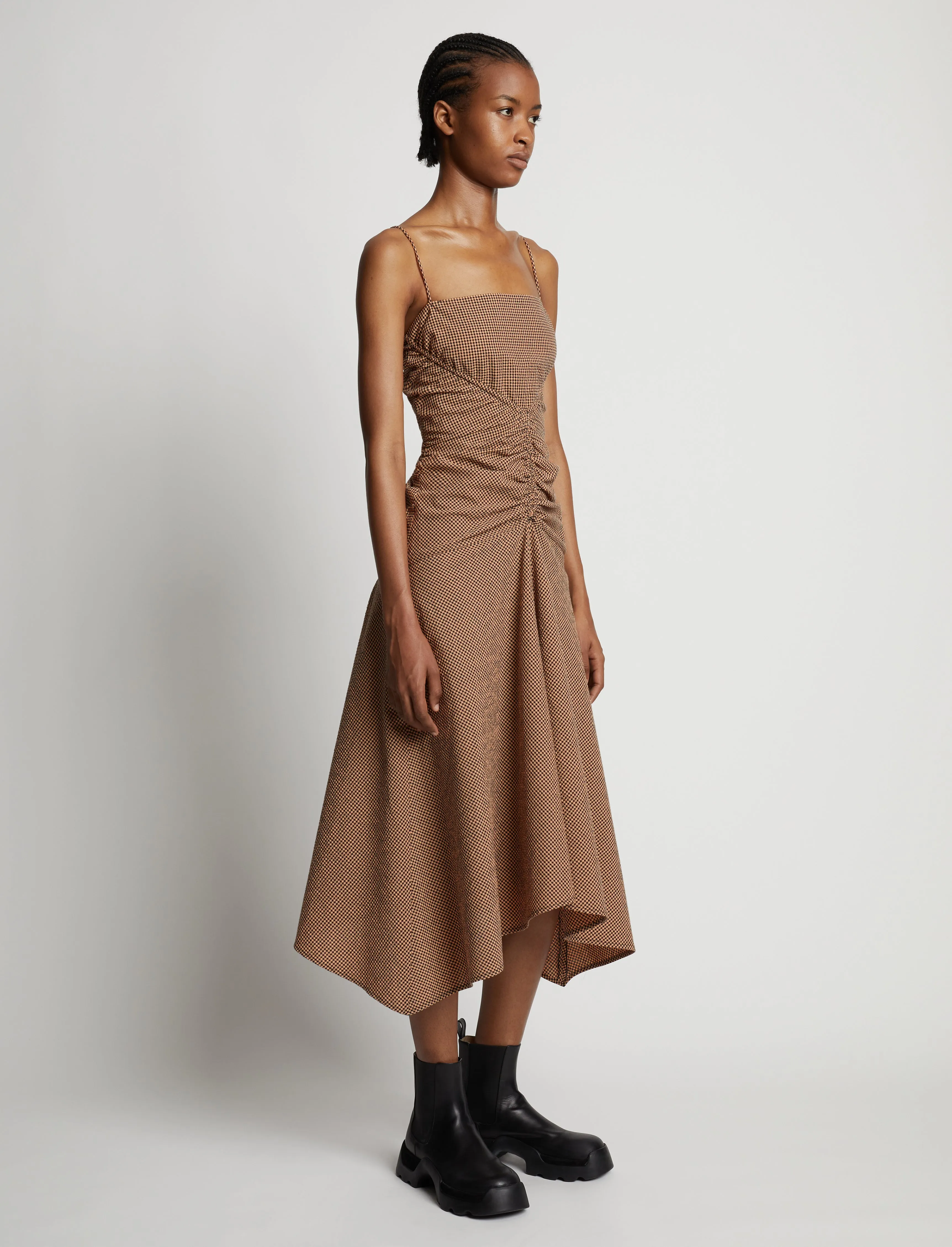 Gingham Ruched Strappy Dress sold by Proenza Schouler product image thumbnail 3