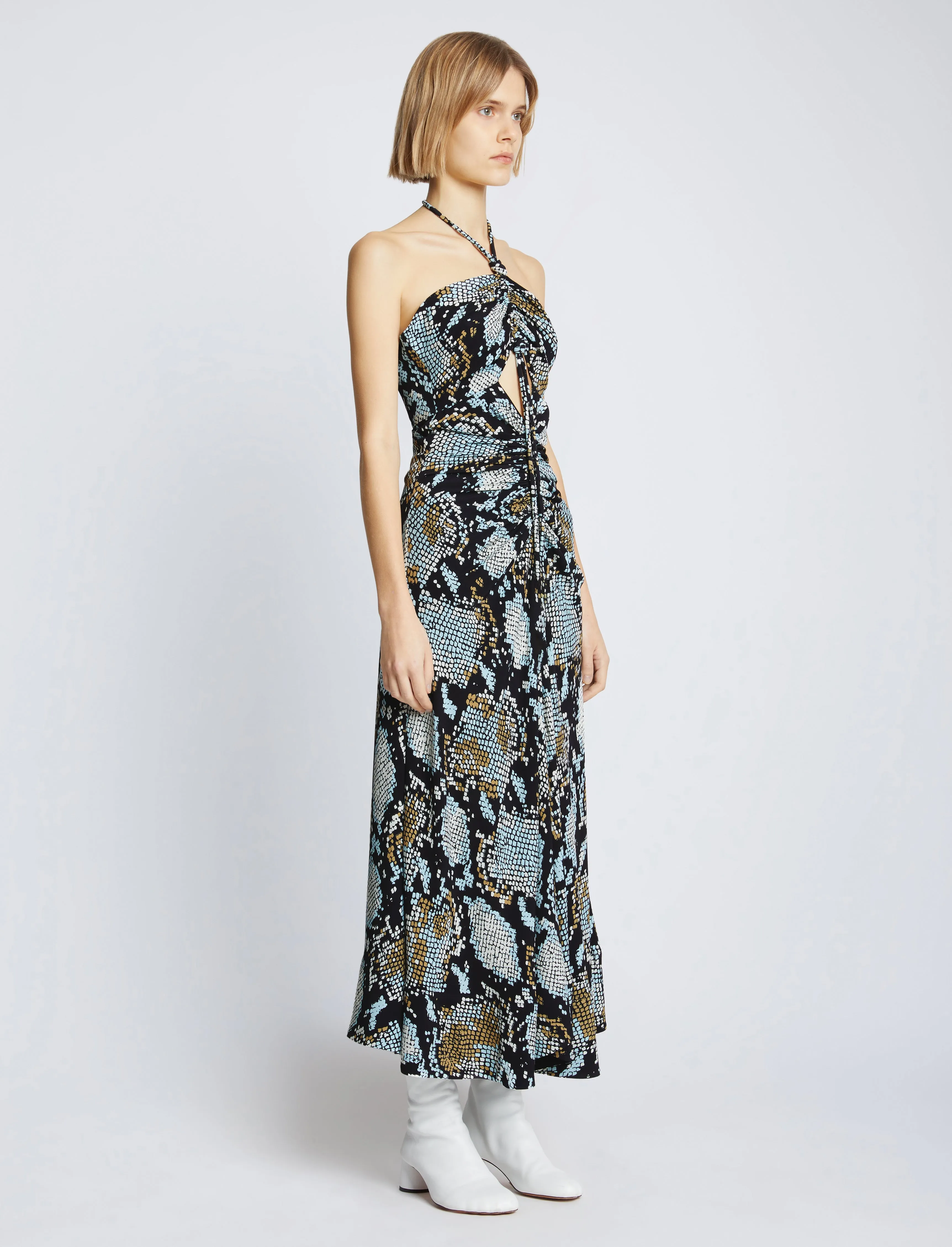 Printed Snake Crepe De Chine Halter Dress sold by Proenza Schouler product image thumbnail 3