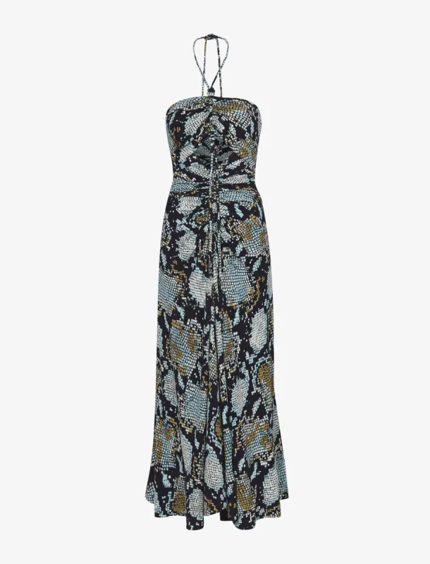 Printed Snake Crepe De Chine Halter Dress made by Proenza Schouler