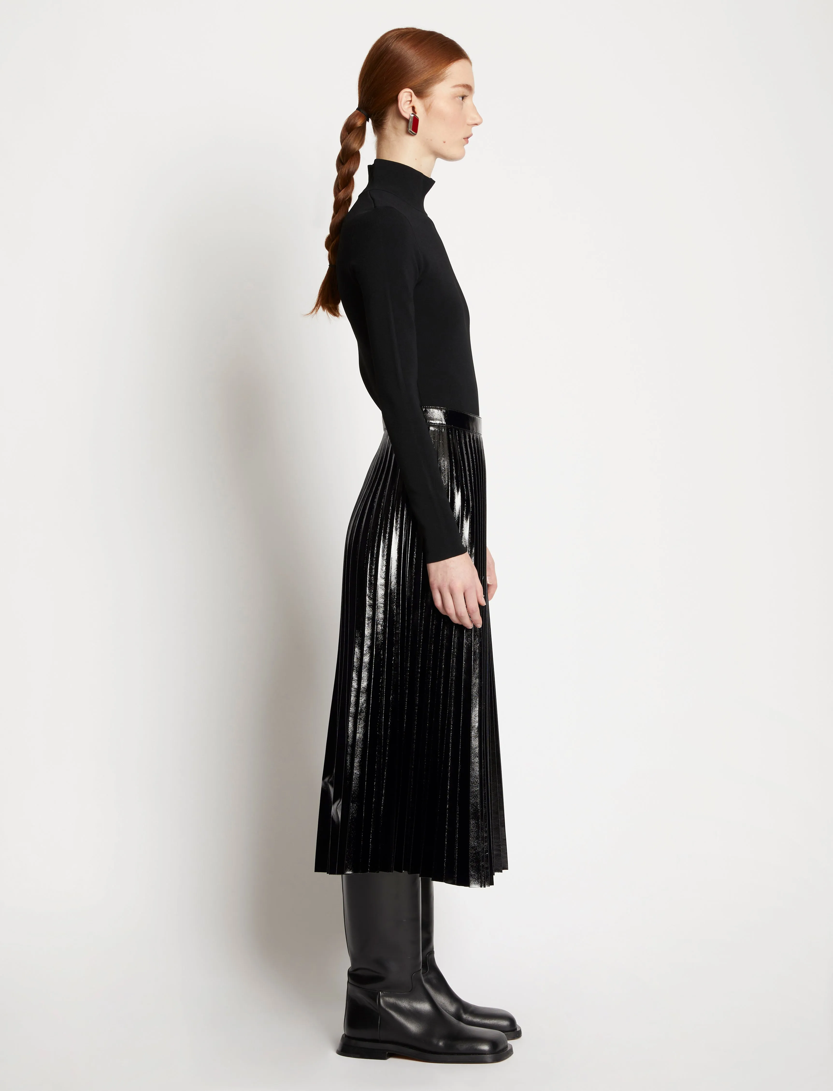 Lacquered Canvas Pleated Midi Skirt sold by Proenza Schouler product image thumbnail 2