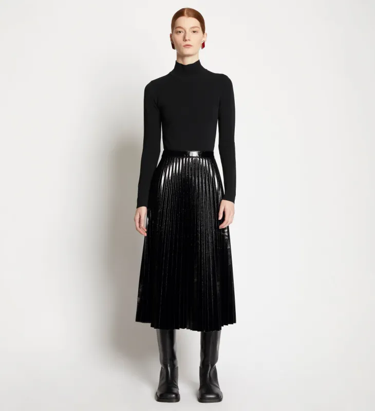 Lacquered Canvas Pleated Midi Skirt made by Proenza Schouler