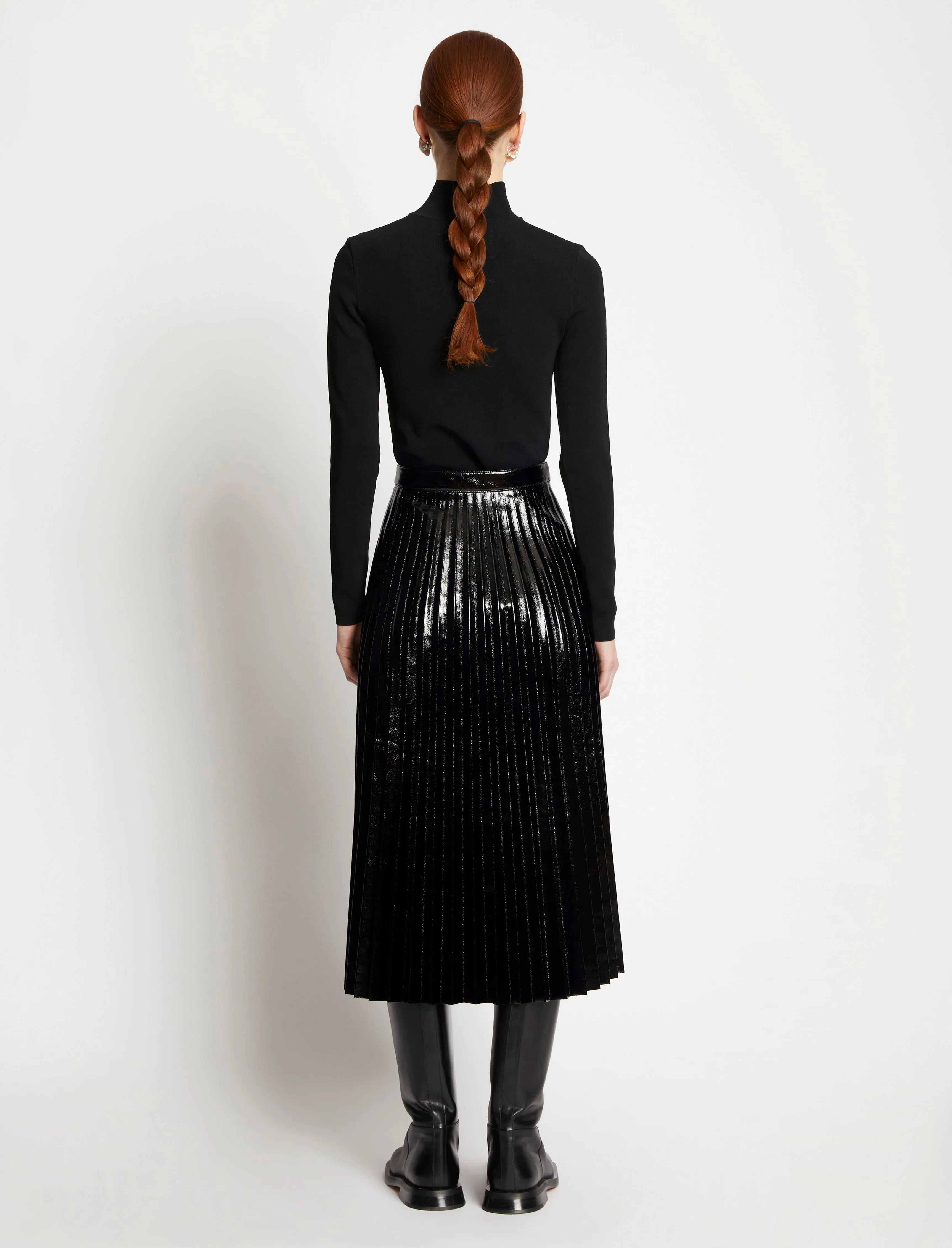Lacquered Canvas Pleated Midi Skirt sold by Proenza Schouler product image thumbnail 3