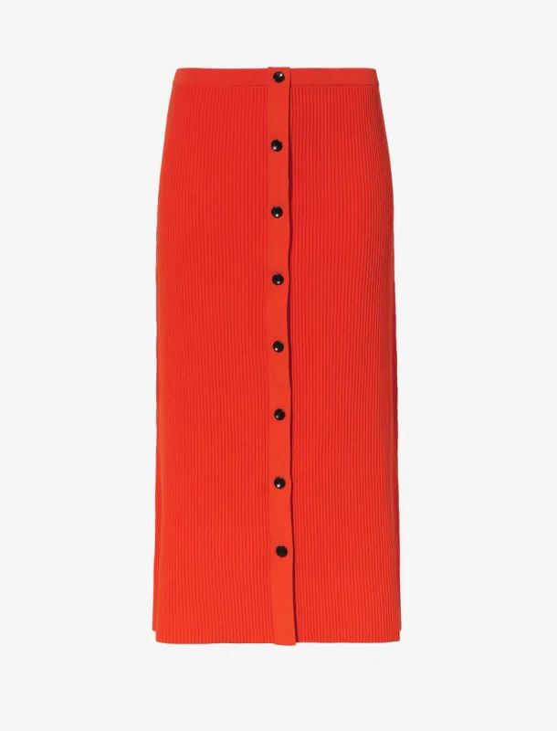 Rib Knit Button Front Skirt sold by Proenza Schouler