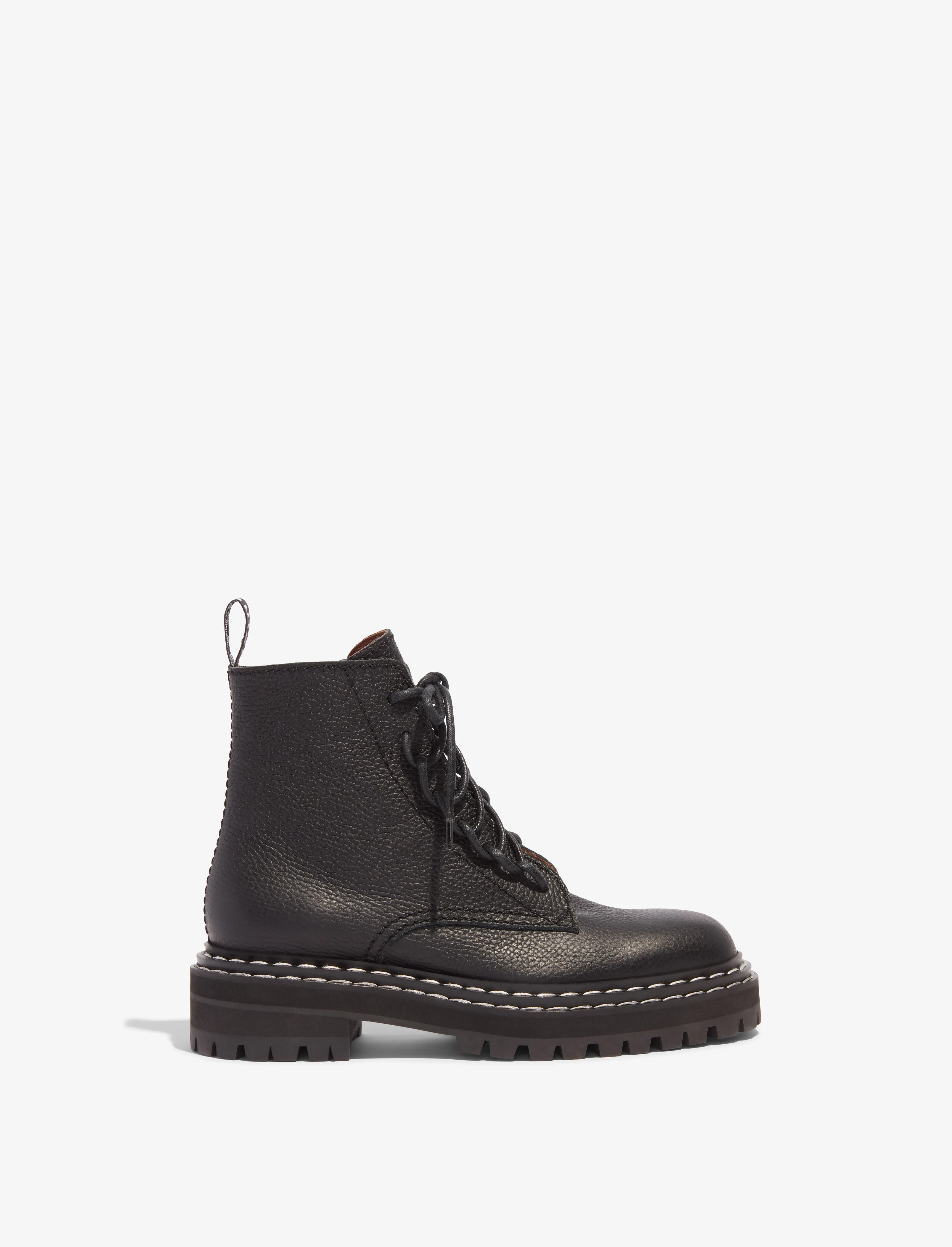Lug Sole Combat Boots in Grainy Leather sold by Proenza Schouler