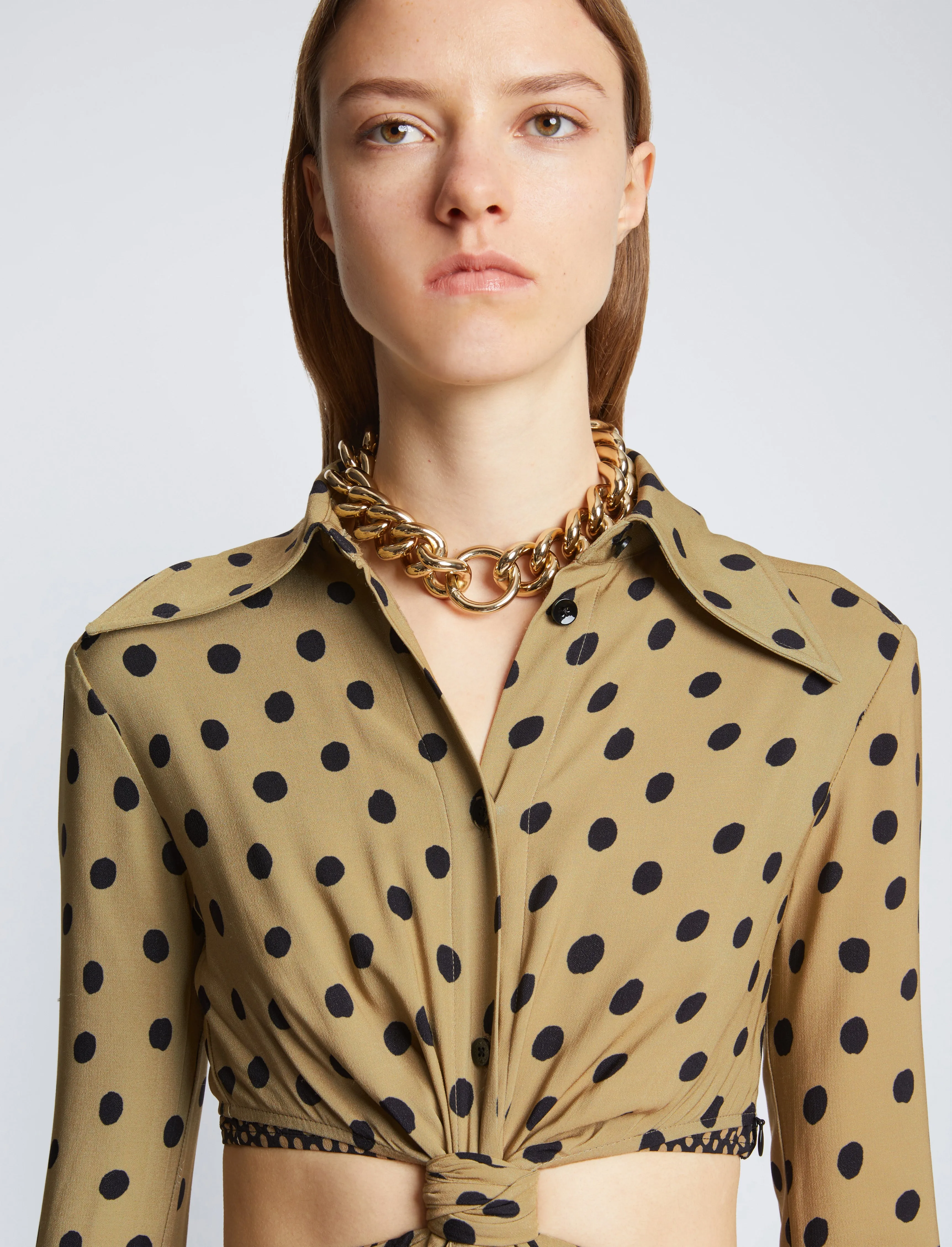 Printed Dot Cut Out Shirt Dress sold by Proenza Schouler product image thumbnail 5