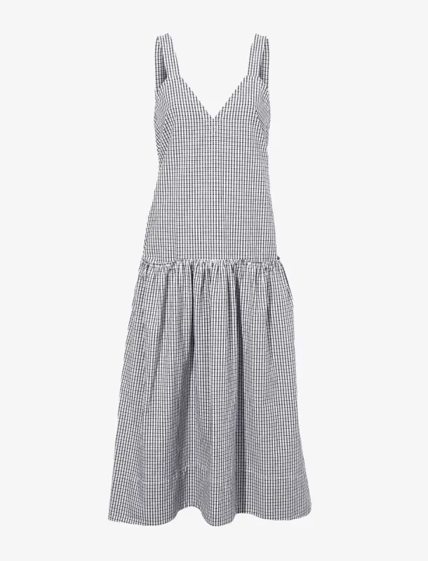 Sasha Dress in Grid Crinkle Cotton sold by Proenza Schouler