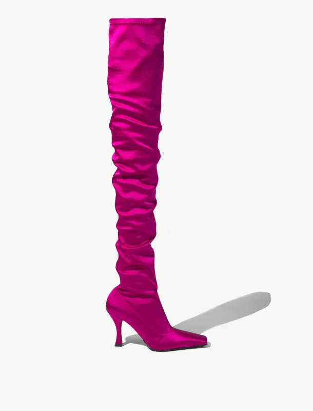 TRAP RUCHED OVER THE KNEE BOOTS - Medium Purple sold by Proenza Schouler