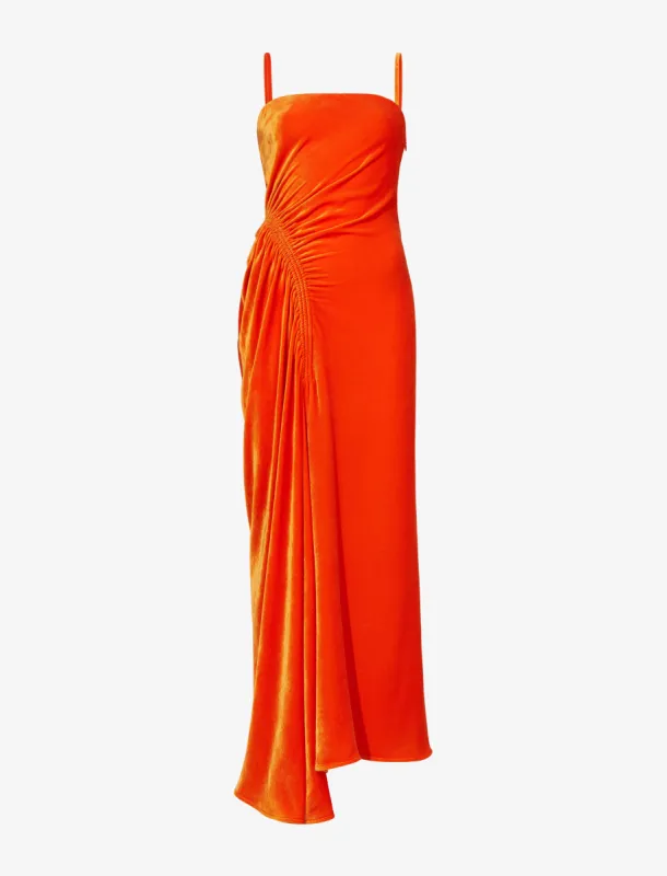Silk Viscose Velvet Gathered Dress made by Proenza Schouler