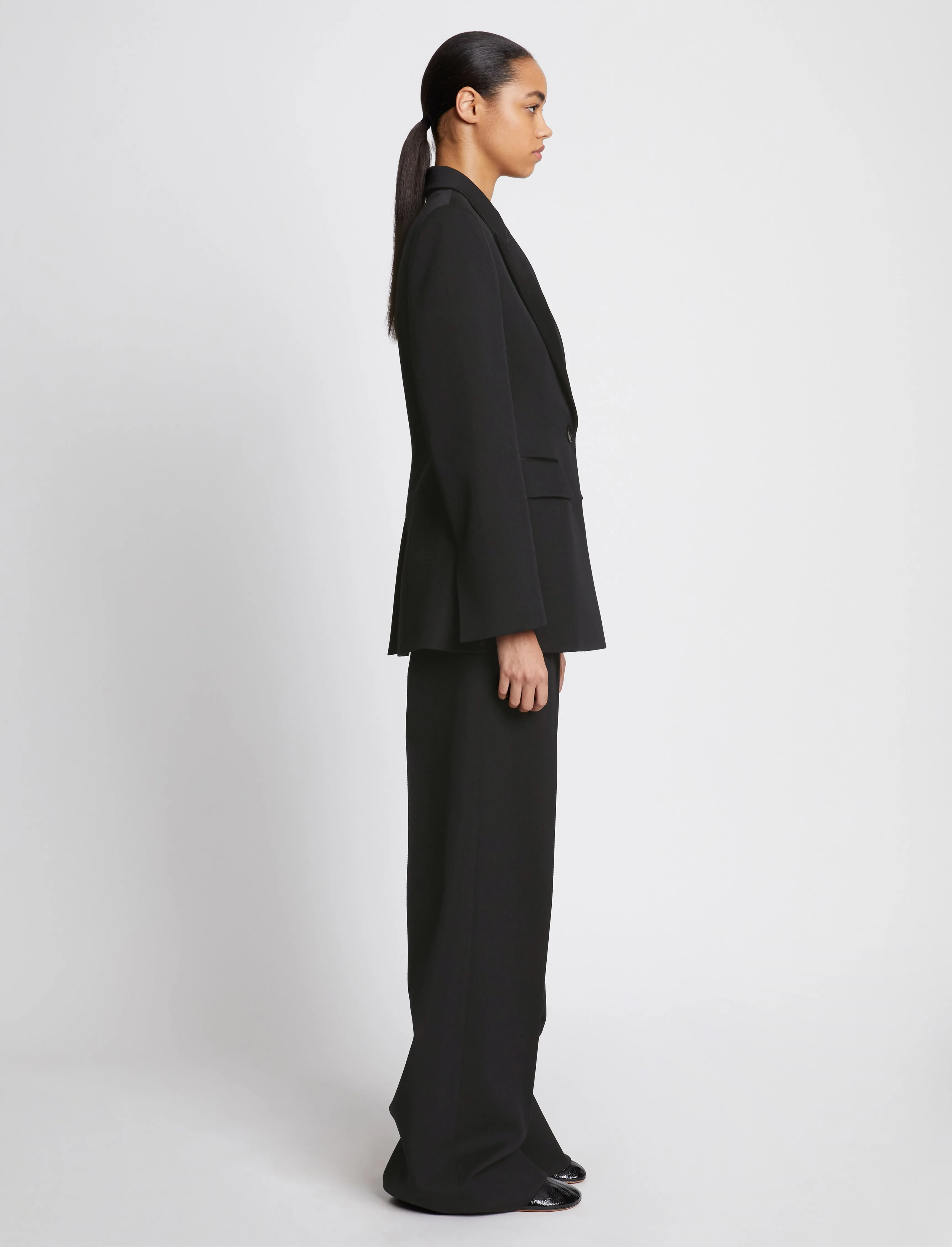 Wool Twill Satin Trim Blazer - BLACK sold by Proenza Schouler product image thumbnail 4