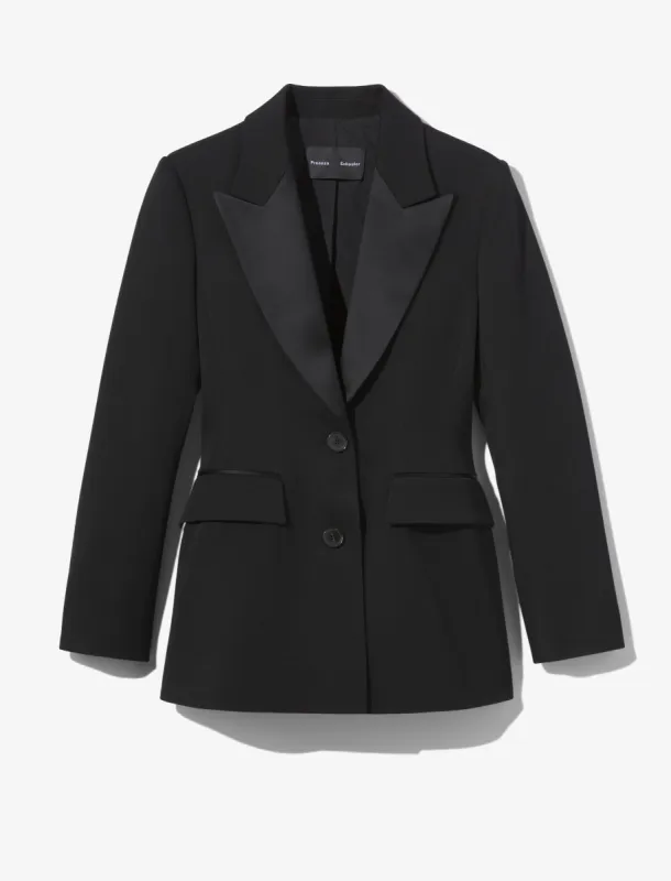 Wool Twill Satin Trim Blazer - BLACK sold by Proenza Schouler