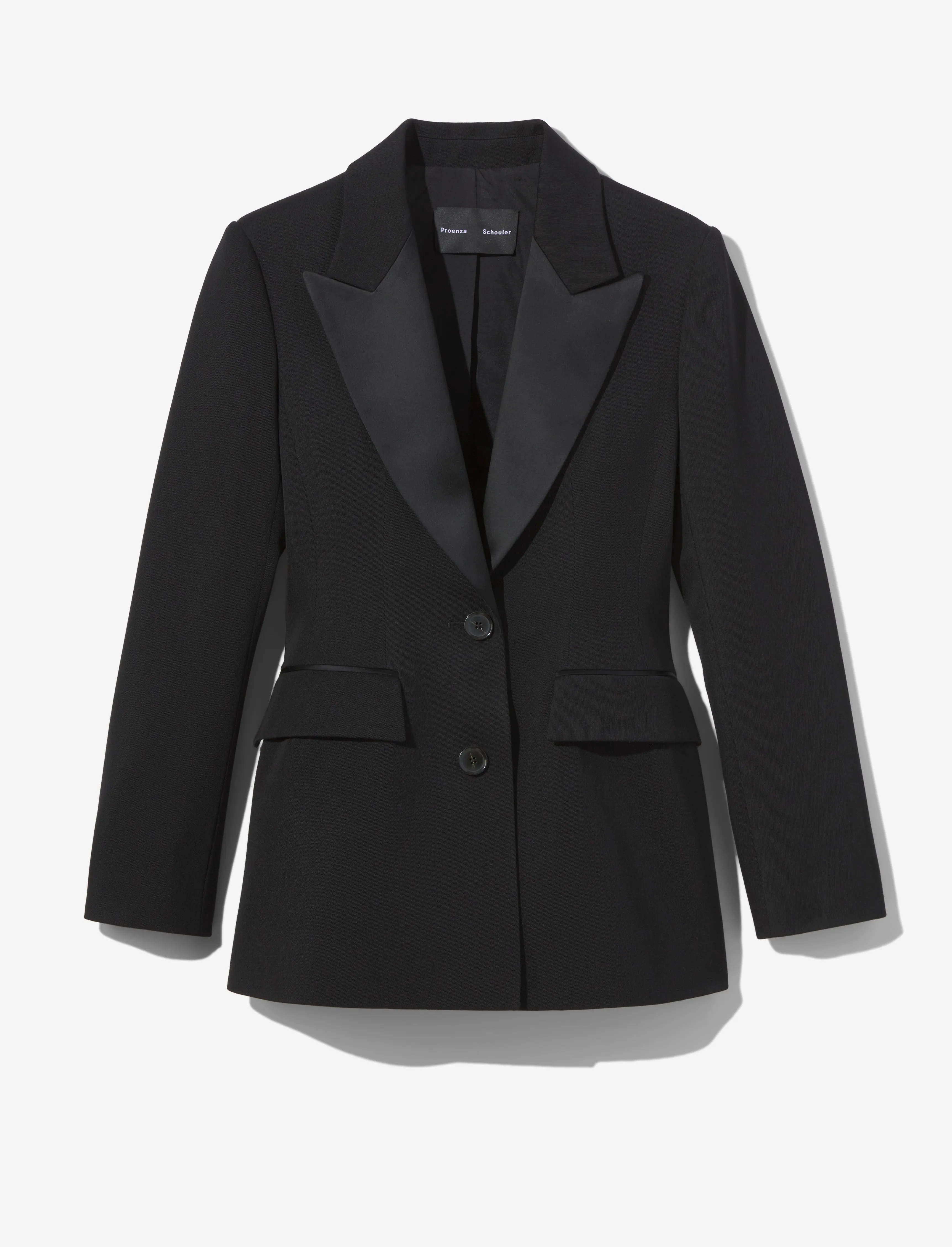 Wool Twill Satin Trim Blazer - BLACK sold by Proenza Schouler