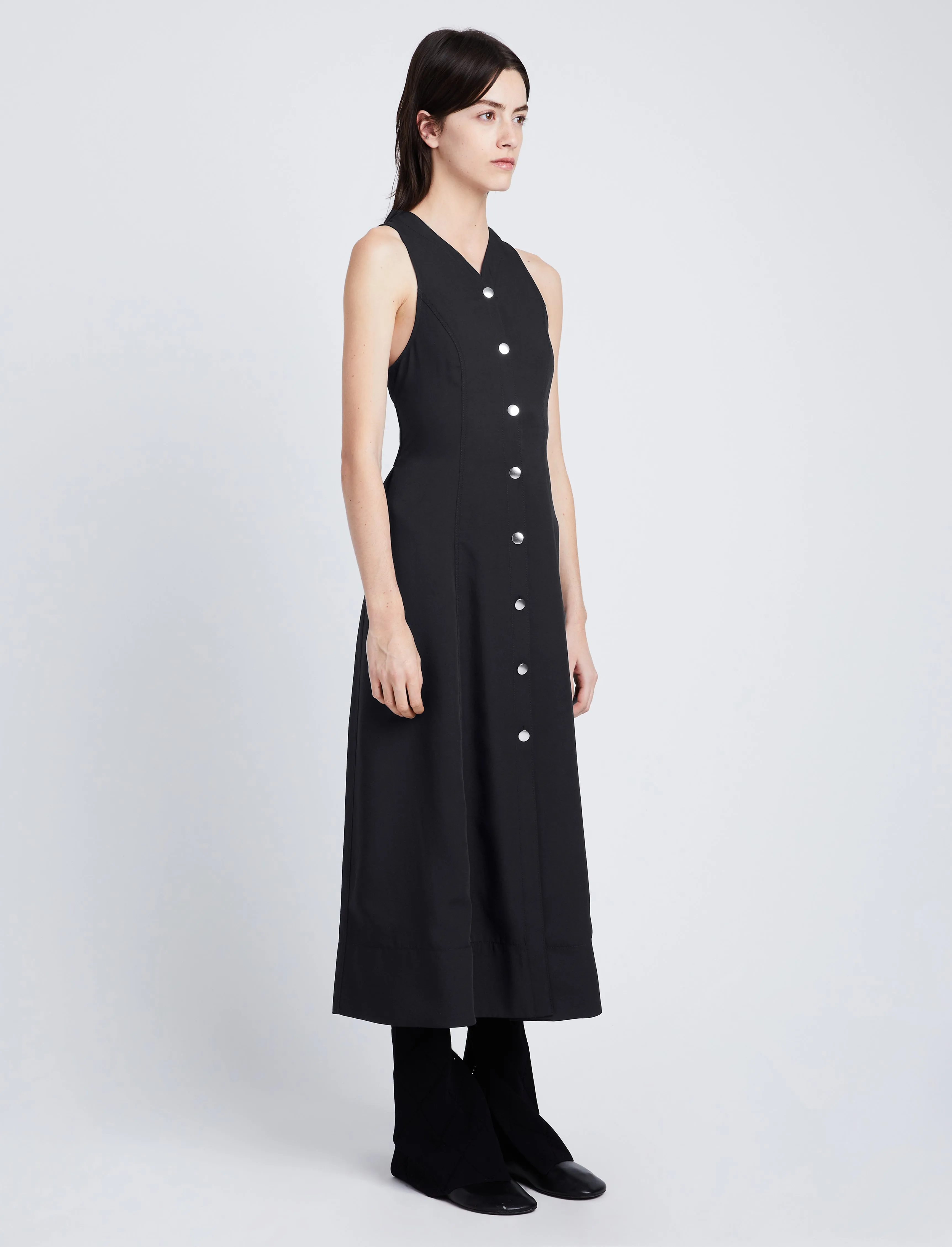 Drapey Suiting Button Front Dress sold by Proenza Schouler product image thumbnail 3