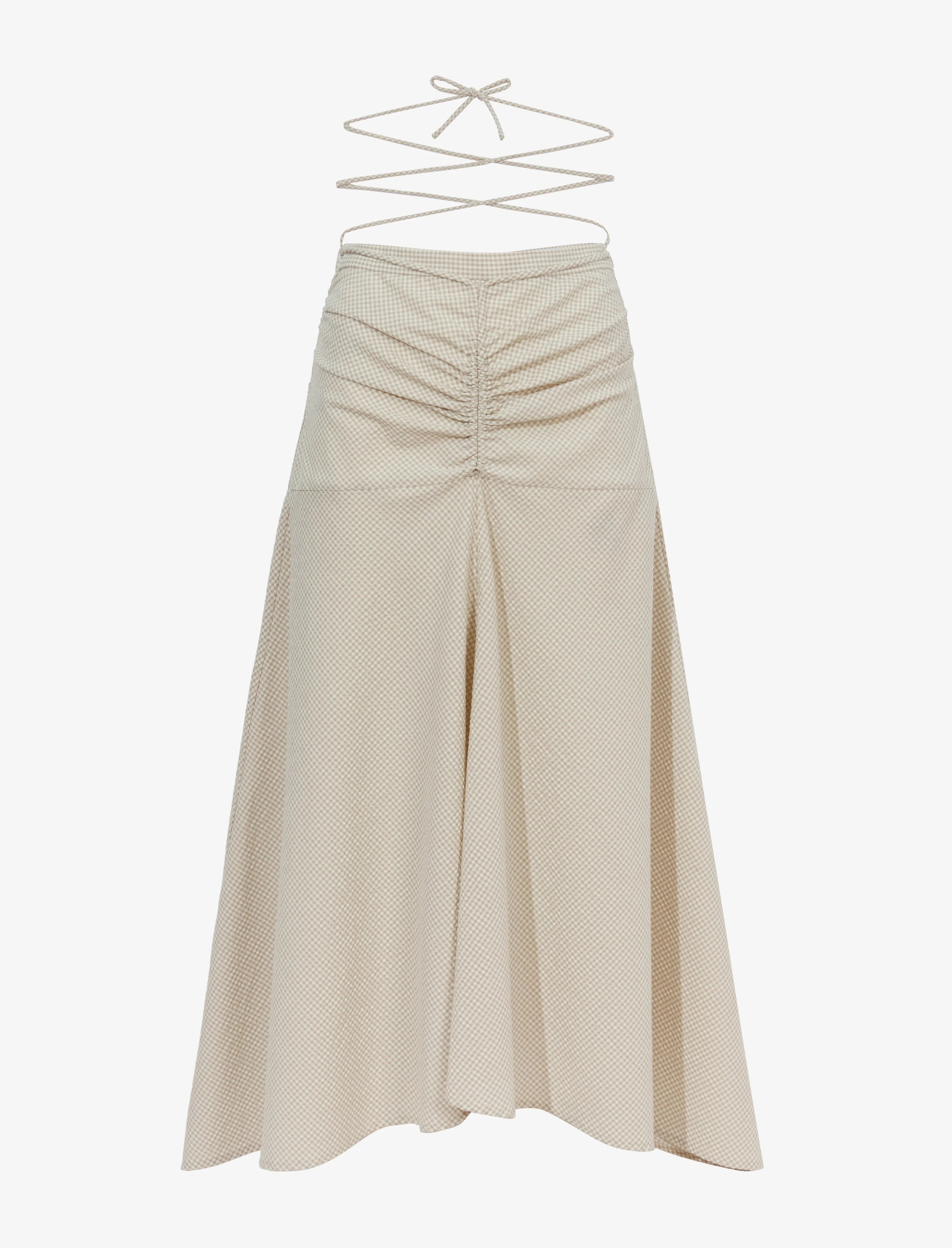 Gingham Tie Front Midi Skirt sold by Proenza Schouler