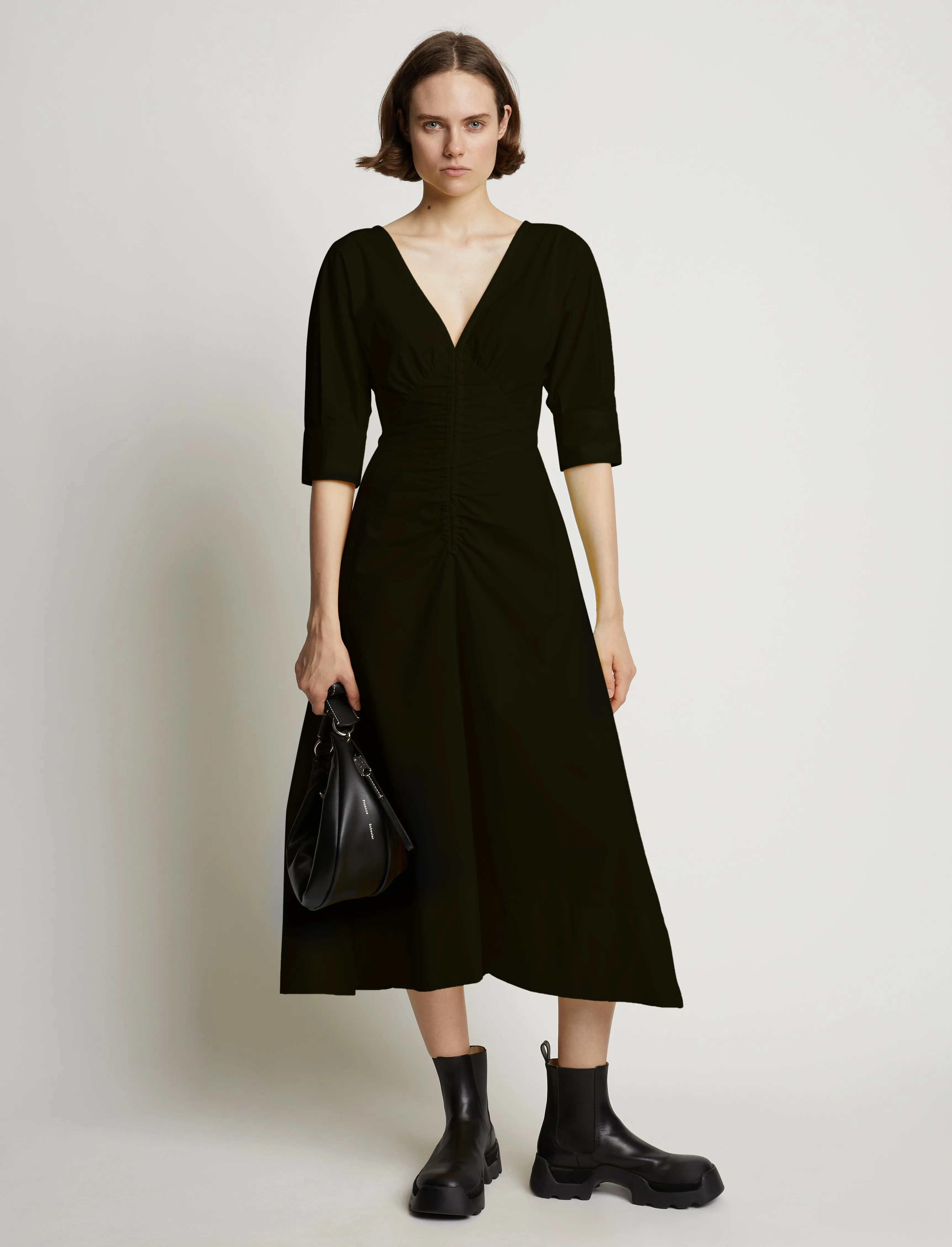 Poplin V-Neck Puff Sleeve Dress sold by Proenza Schouler product image thumbnail 2