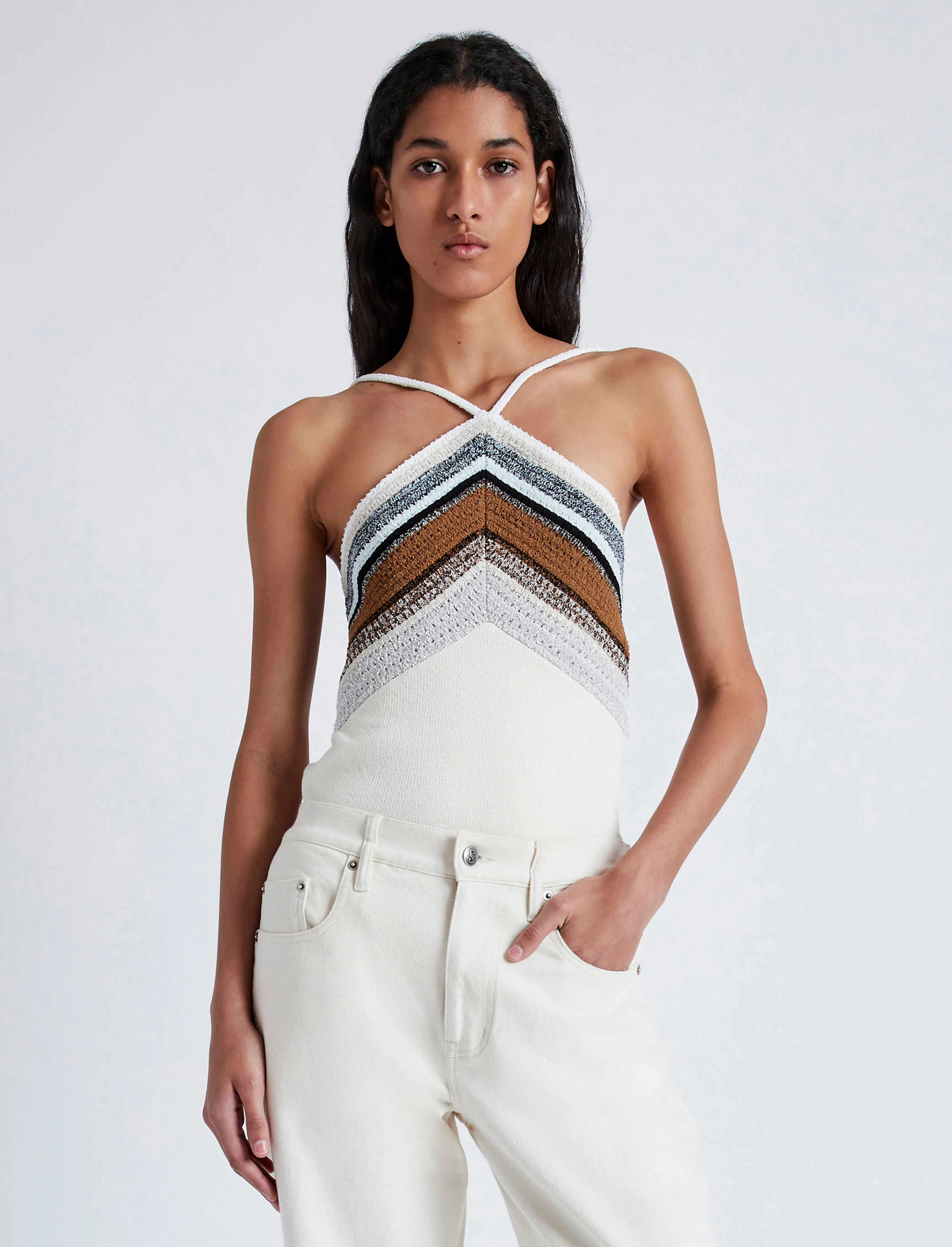 Bella Tank in Crochet Stripe Knit sold by Proenza Schouler product image thumbnail 2