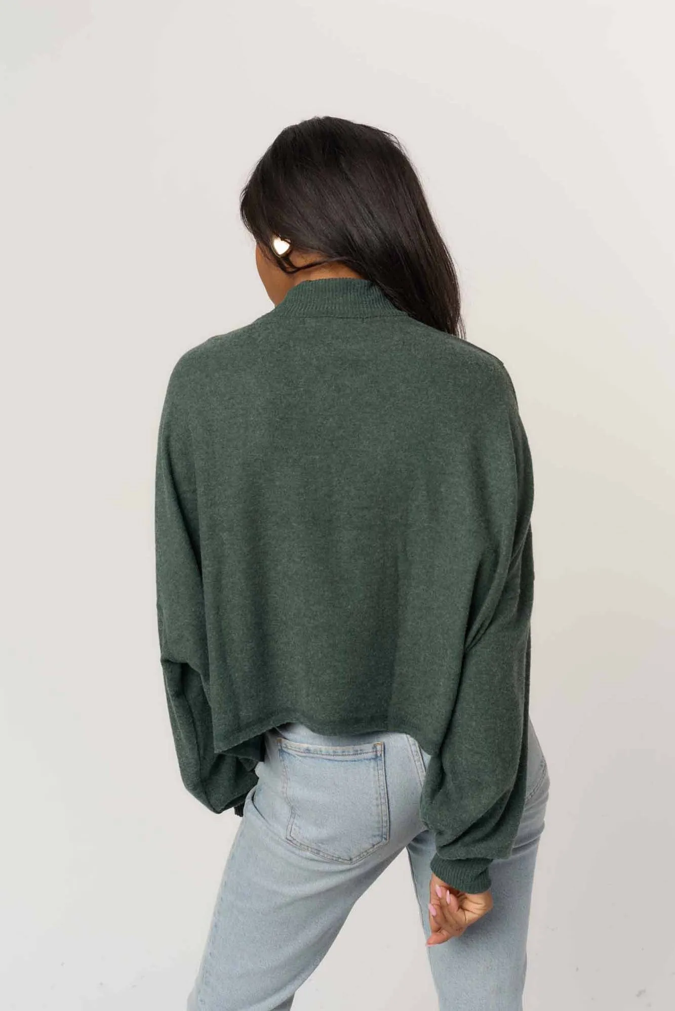 Ada Cozy Half Zip Long Sleeve - Heather Midnight Emerald sold by Project Social T product image thumbnail 4