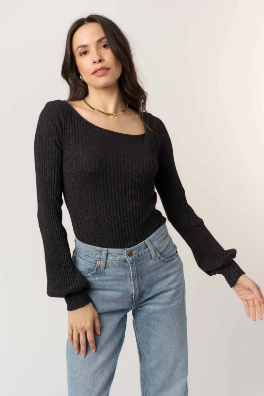 Mood For Love Twist Front Lurex Rib Longsleeve sold by Project Social T