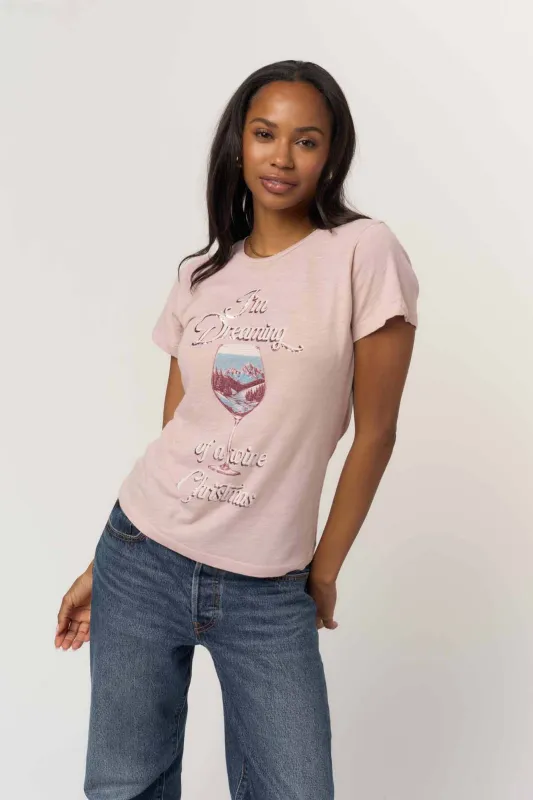 Dreaming Of A Wine Christmas Tee - Shadow Pink sold by Project Social T